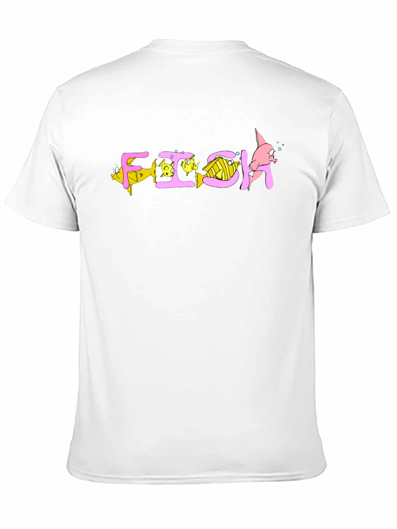 Cartoon Fish Graphic T-Shirt - Black Cotton Blend