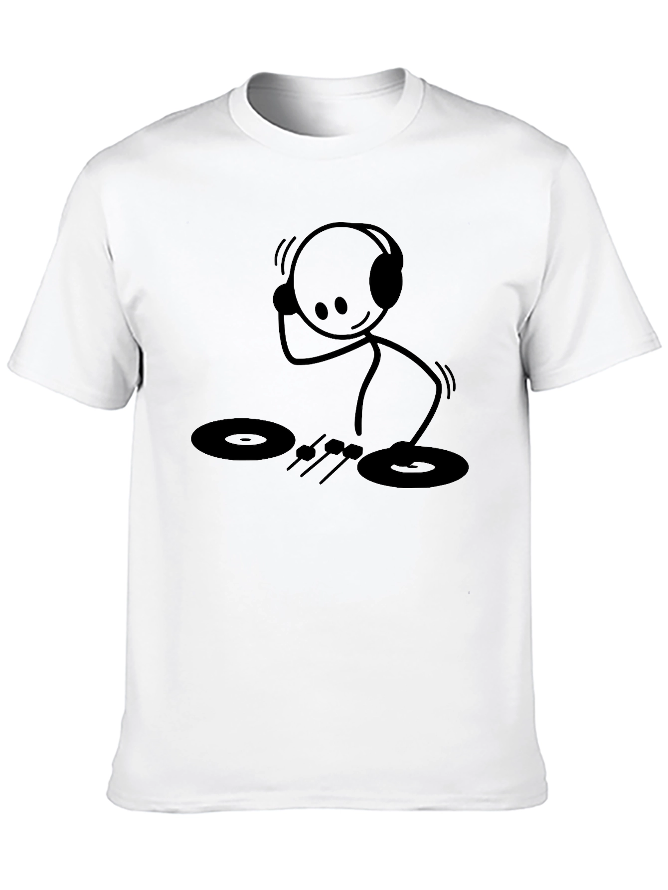 DJ Stick Figure Graphic T-Shirt - Black