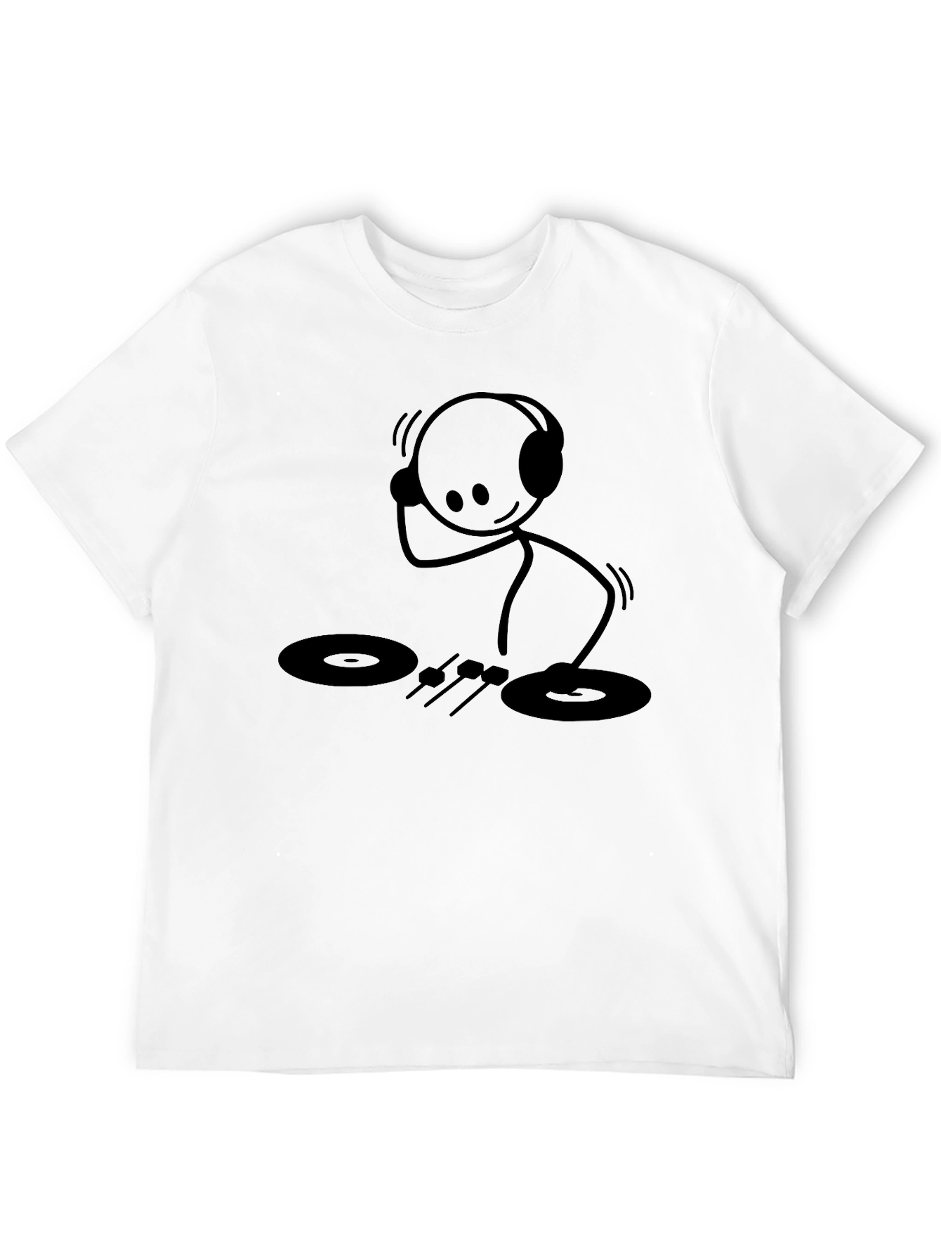 DJ Stick Figure Graphic T-Shirt - Black