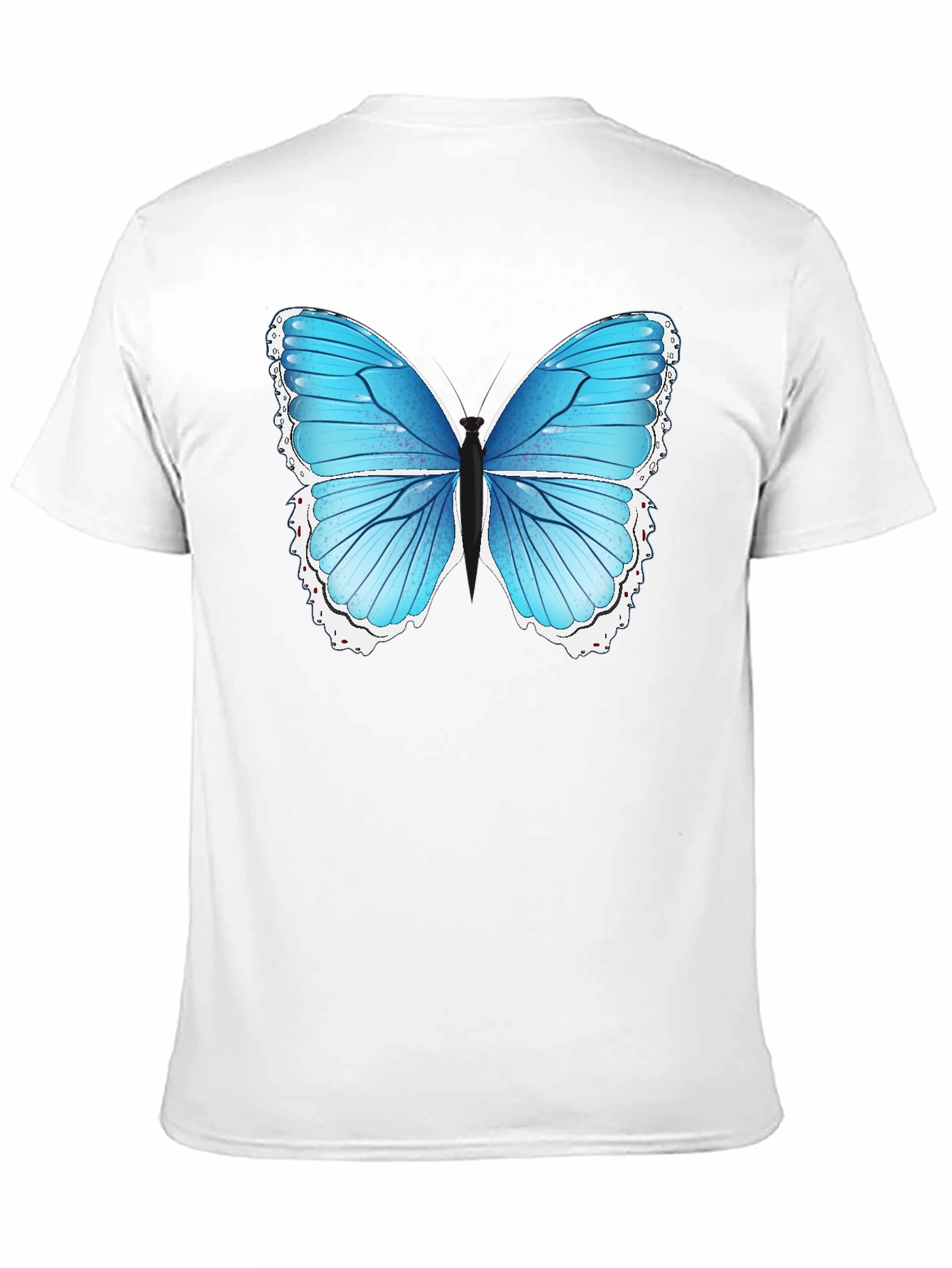 Blue Butterfly Graphic Tee - Black Cotton Blend