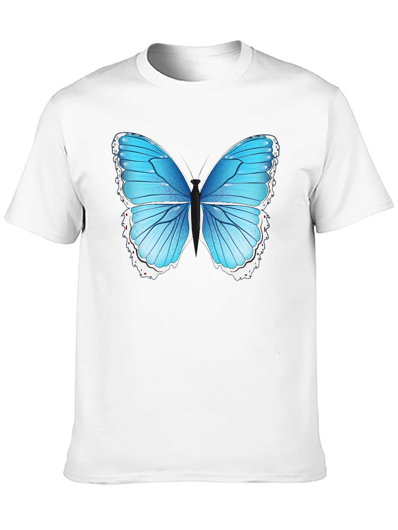 Blue Butterfly Graphic Tee - Black Cotton Blend