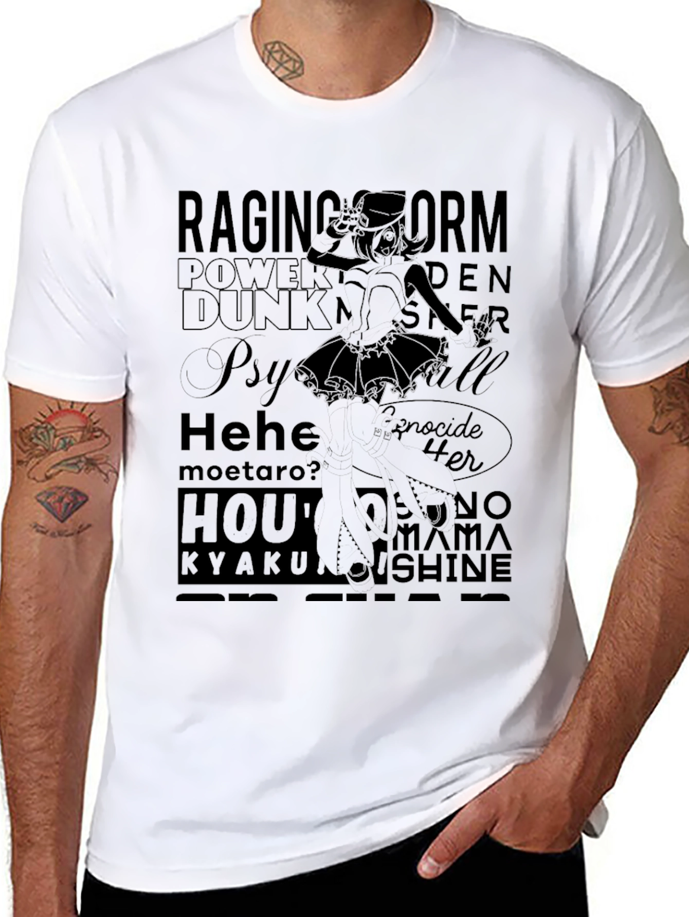 Edgy Anime Graphic Print Black T-Shirt