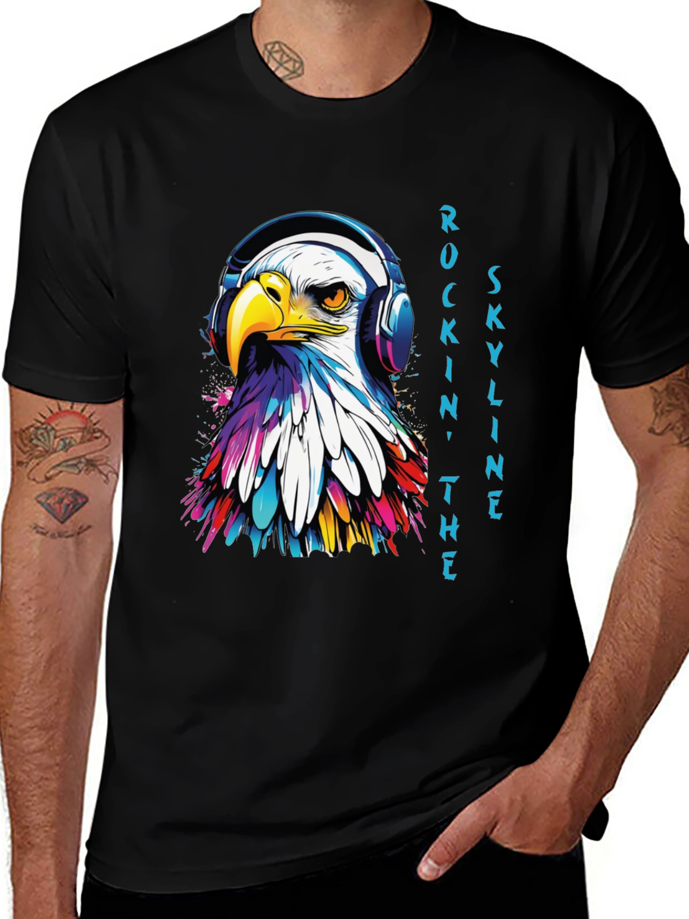 Rockin Eagle Skyline Graphic Tee