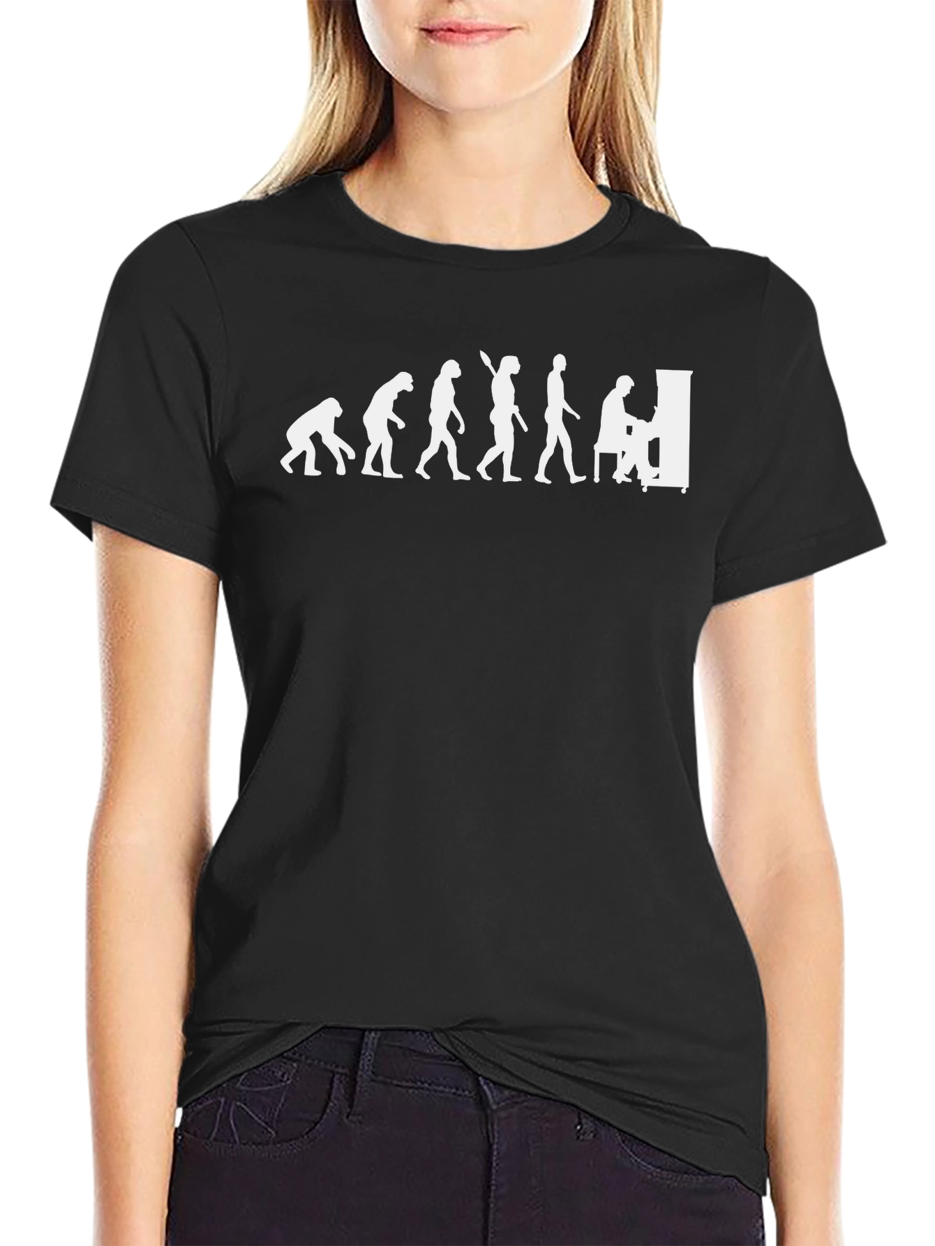 Evolution of Piano Player T-Shirt - Black