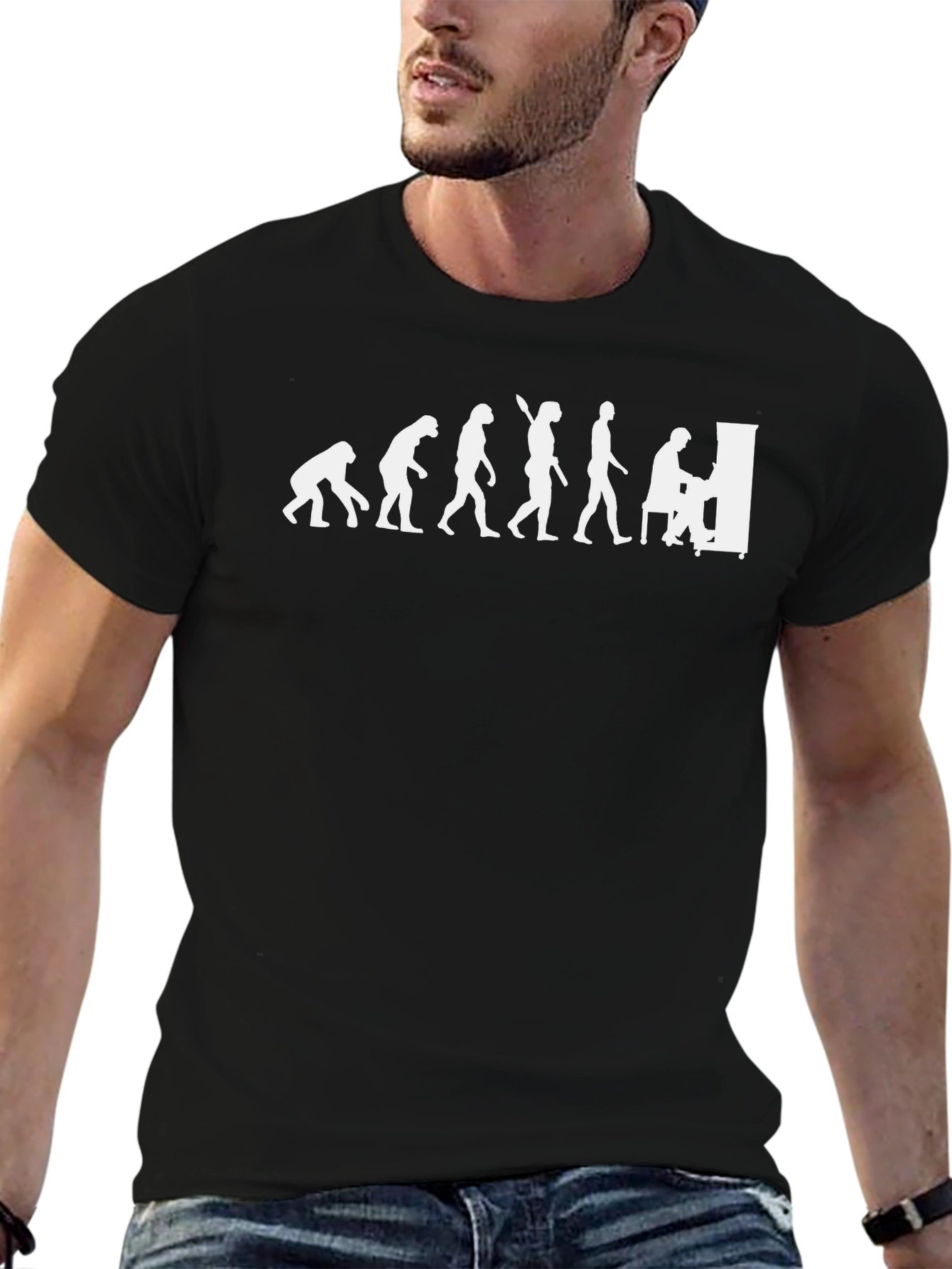 Evolution of Piano Player T-Shirt - Black