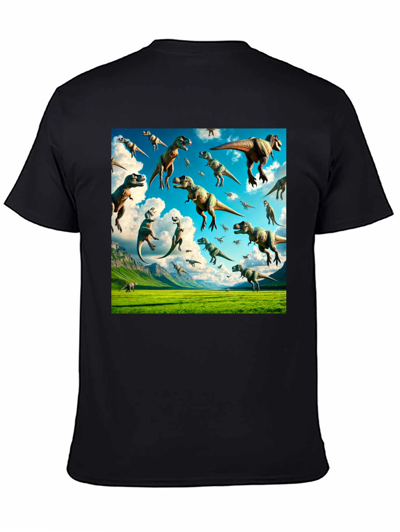 Dinosaur T-Rex Pattern Black T-Shirt