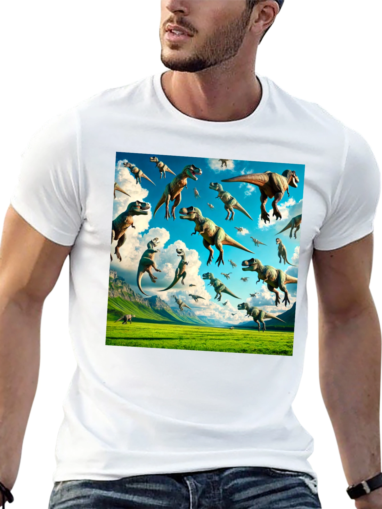 Dinosaur T-Rex Pattern Black T-Shirt