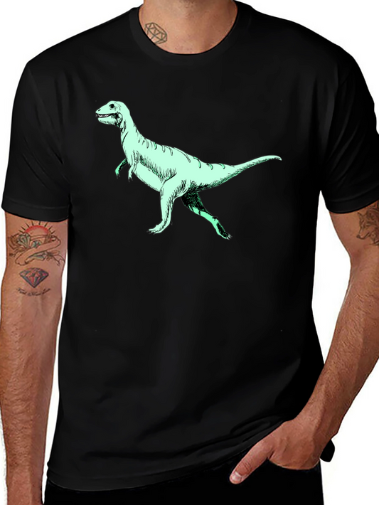 Dinosaur Graphic Tee - Black Crew Neck T-Shirt