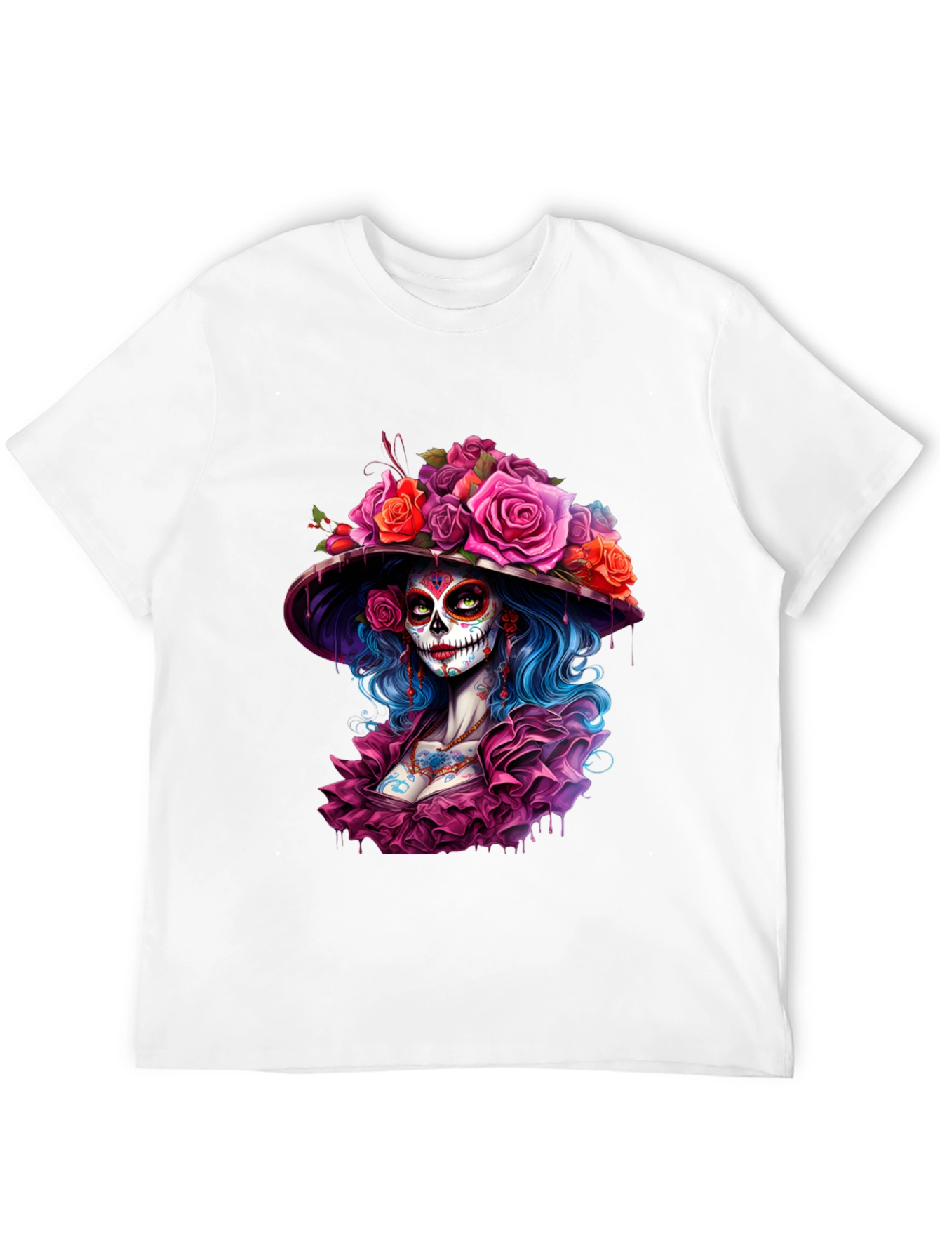 Day of the Dead Sugar Skull Woman Graphic Tee