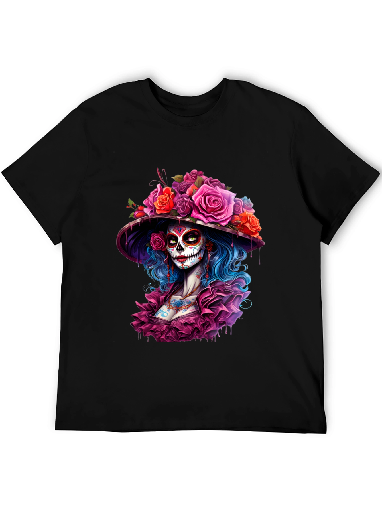 Day of the Dead Sugar Skull Woman Graphic Tee