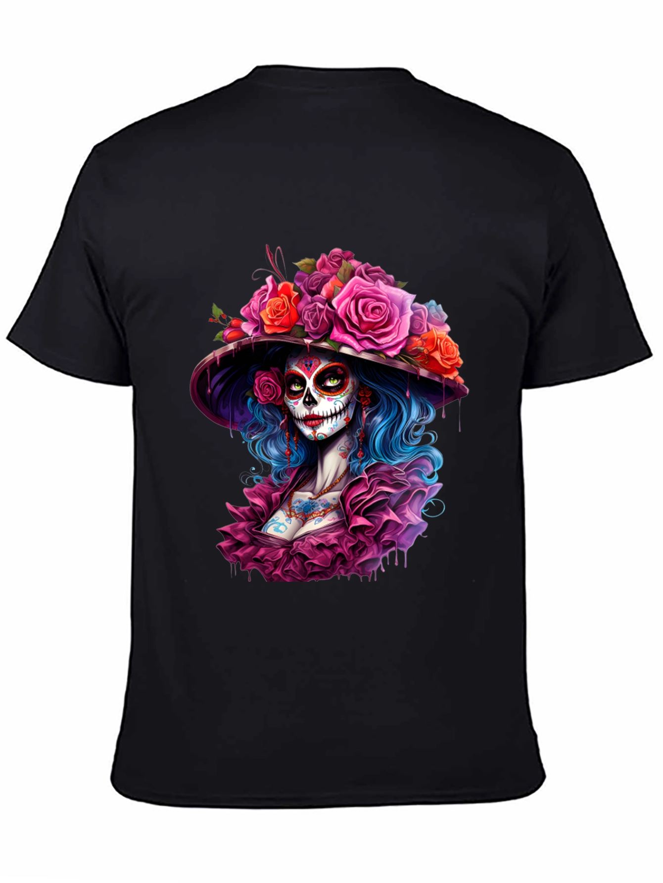 Day of the Dead Sugar Skull Woman Graphic Tee