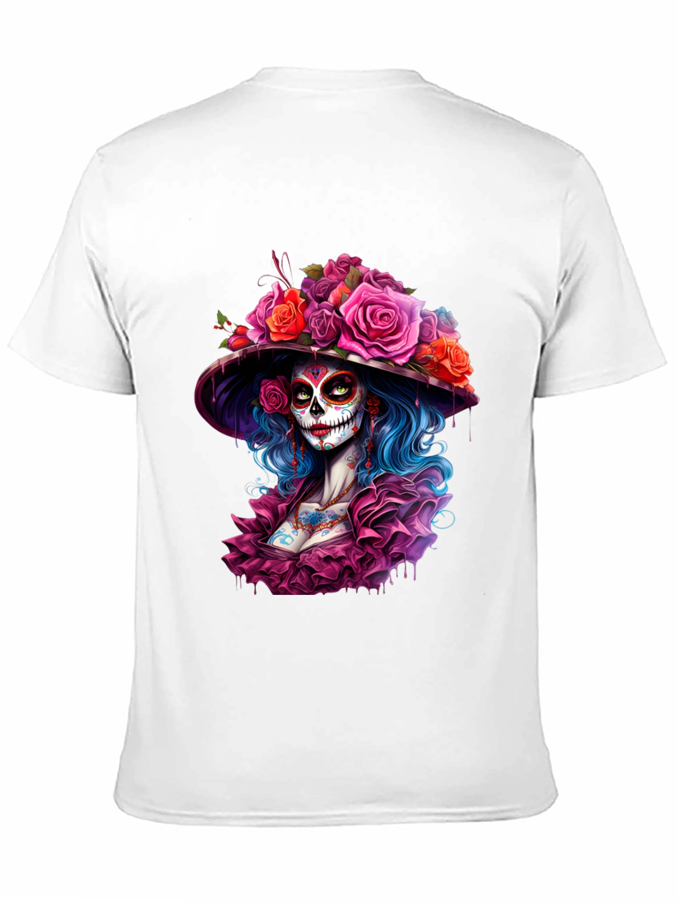 Day of the Dead Sugar Skull Woman Graphic Tee