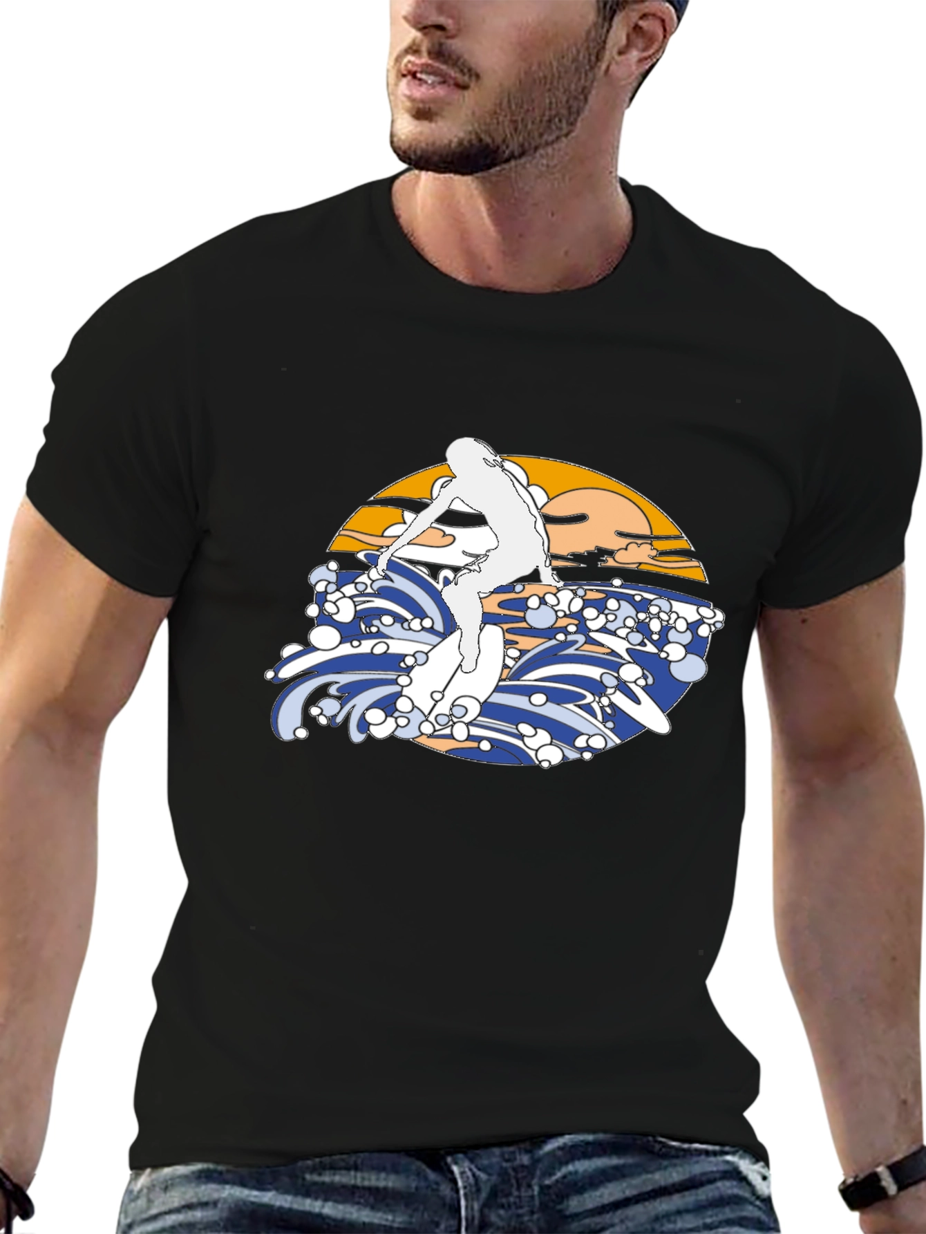 Surfer Graphic T-Shirt - Black Surf Tee