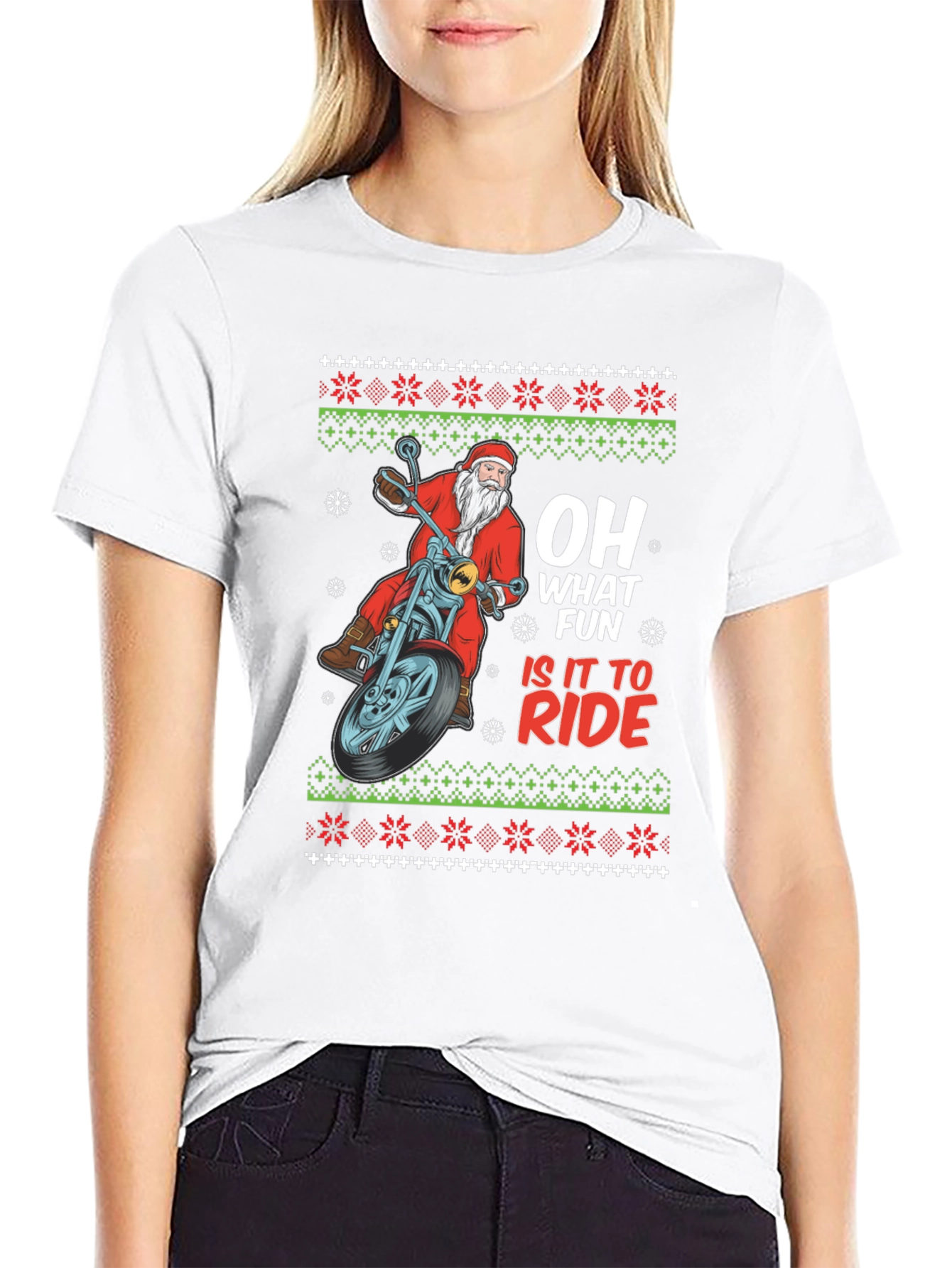 Santa Motorcycle Ugly Christmas T-Shirt