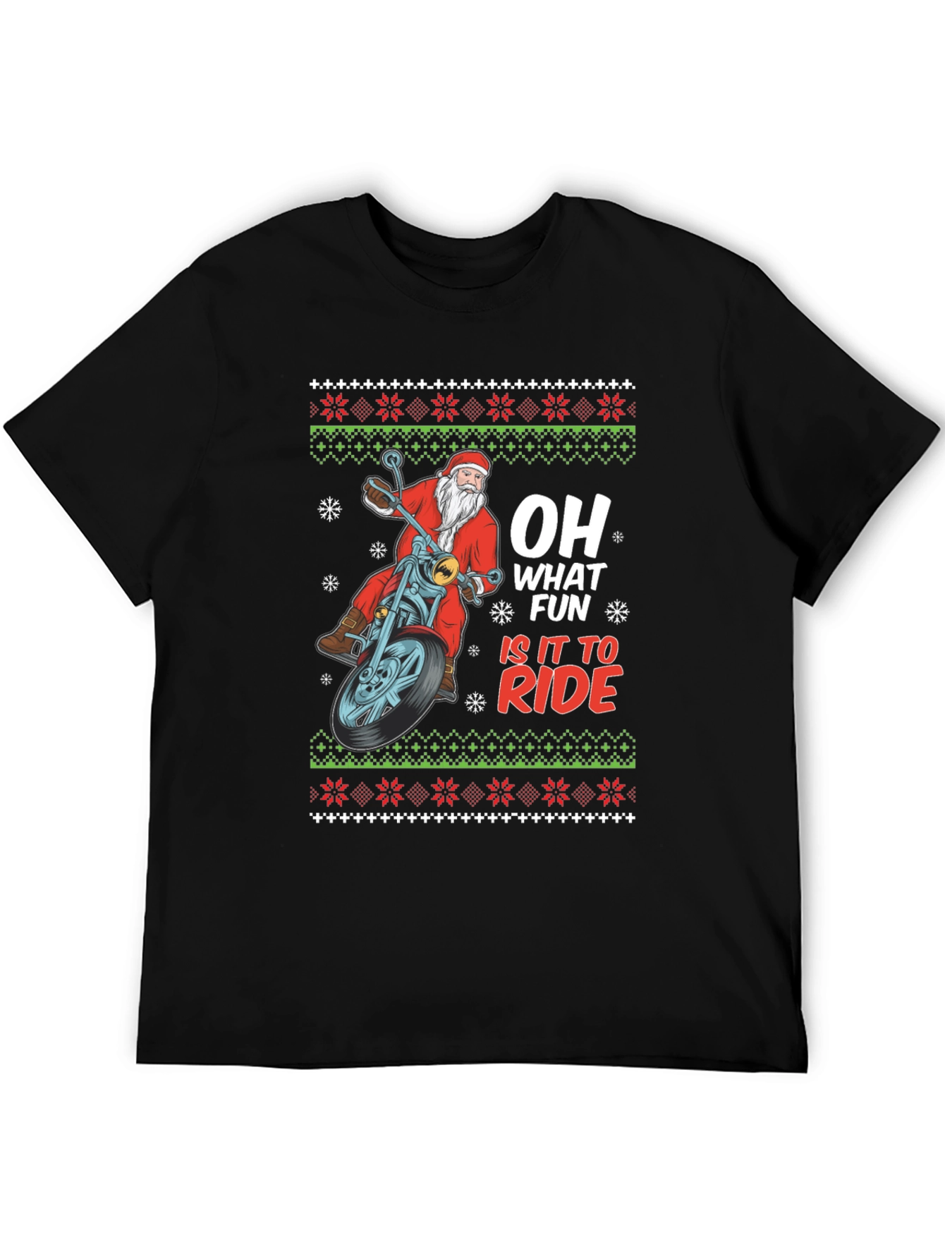 Santa Motorcycle Ugly Christmas T-Shirt