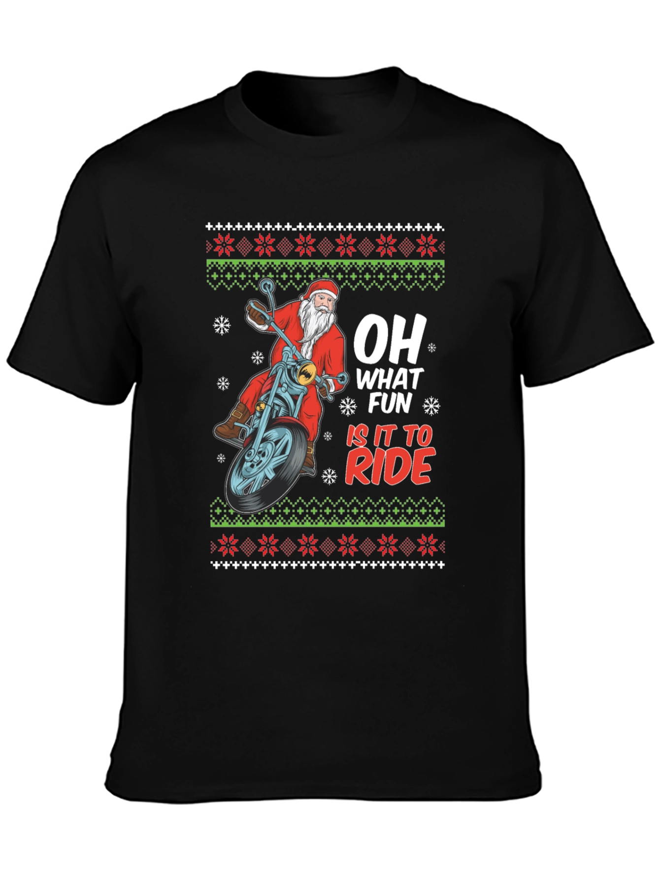 Santa Motorcycle Ugly Christmas T-Shirt