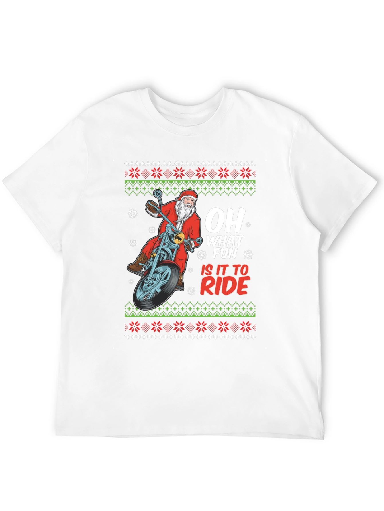 Santa Motorcycle Ugly Christmas T-Shirt