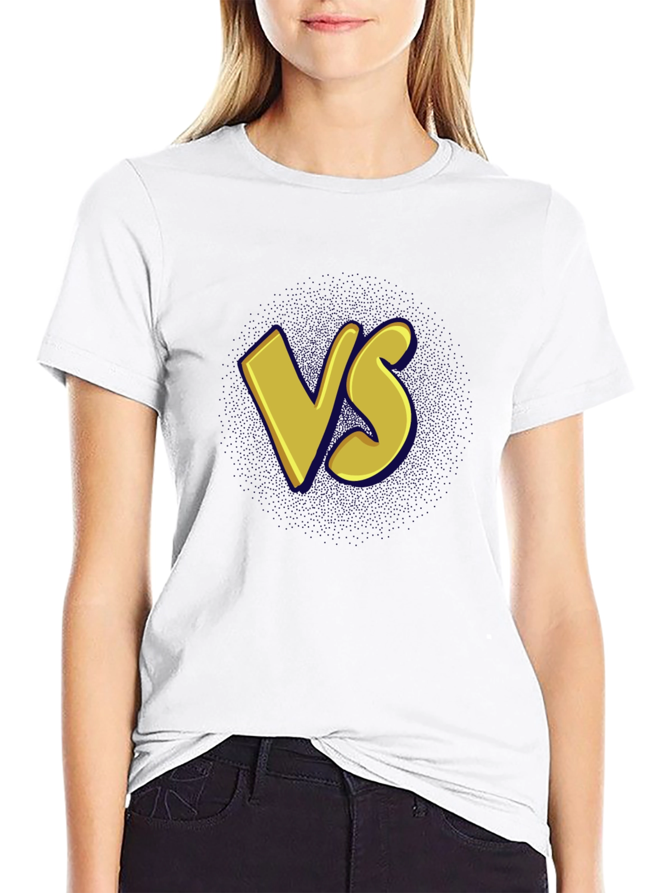 Versus Graphic Tee - Black Cotton Casual T-Shirt