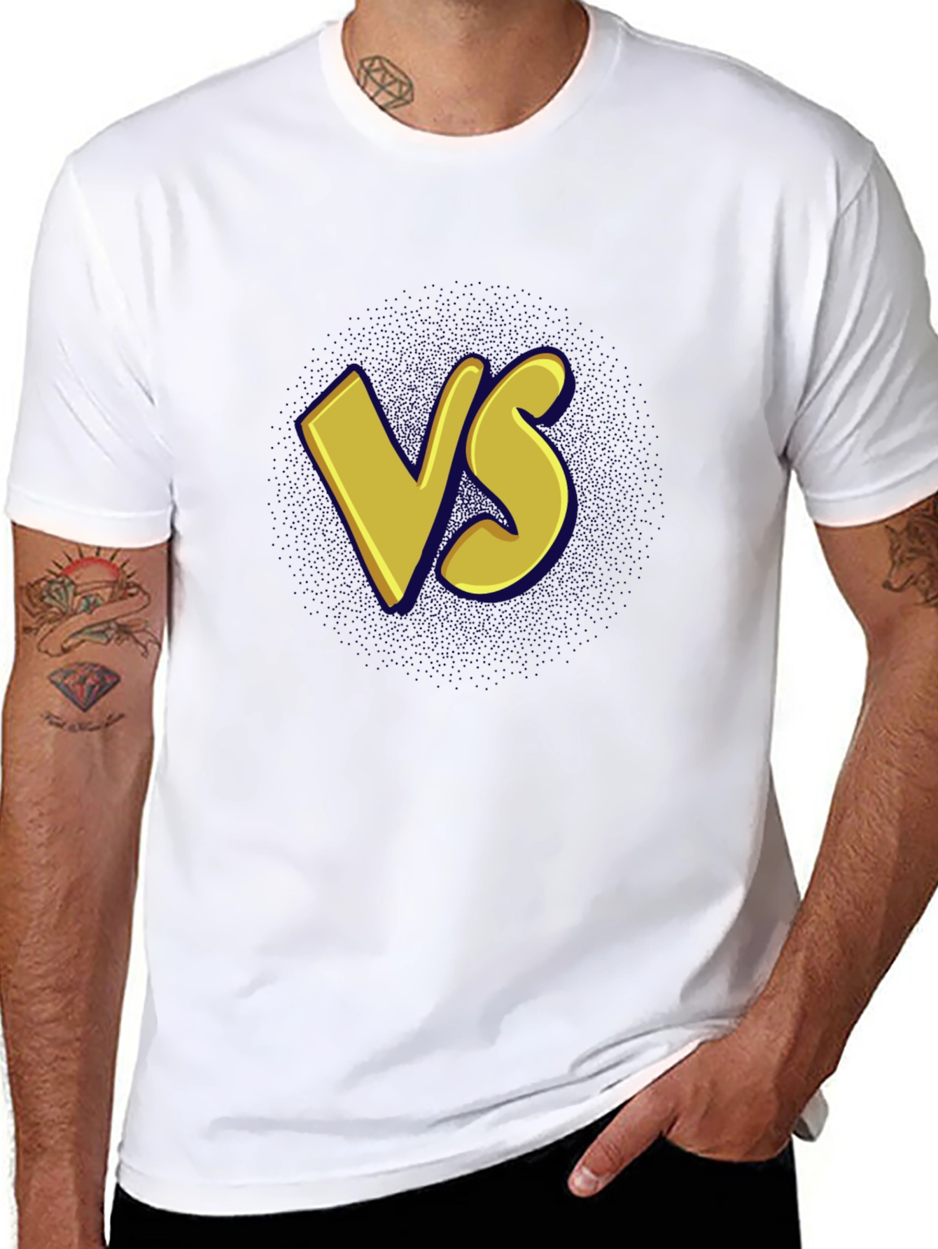Versus Graphic Tee - Black Cotton Casual T-Shirt
