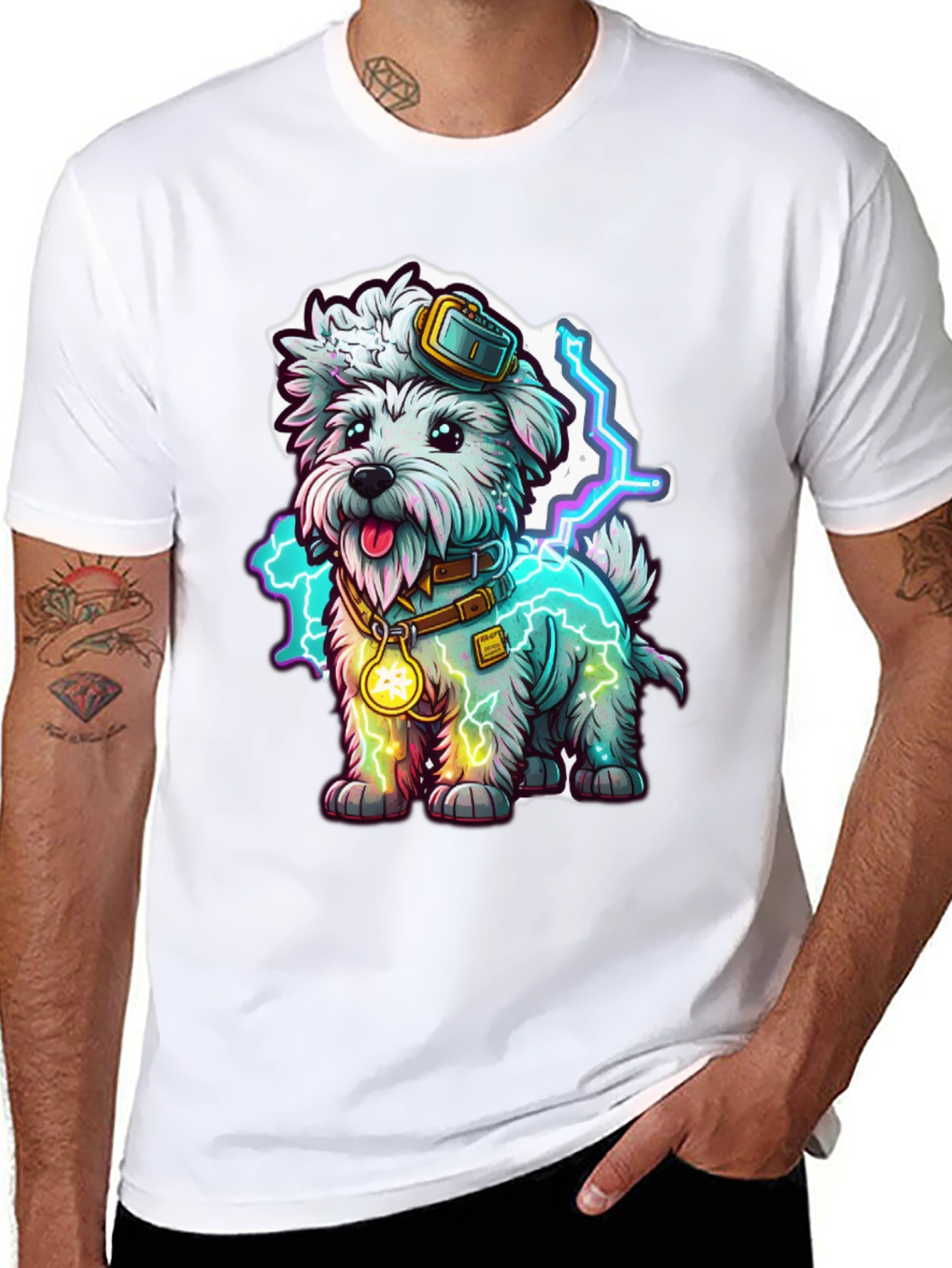 Dog Graphic T-Shirt - Electric Pup Design