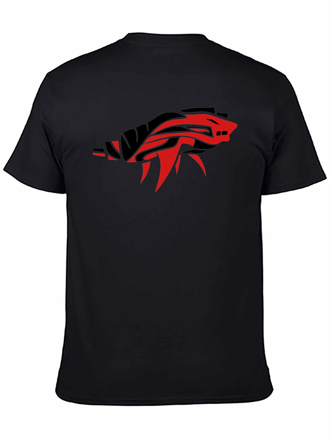 Black T-Shirt with Tribal Animal Graphic