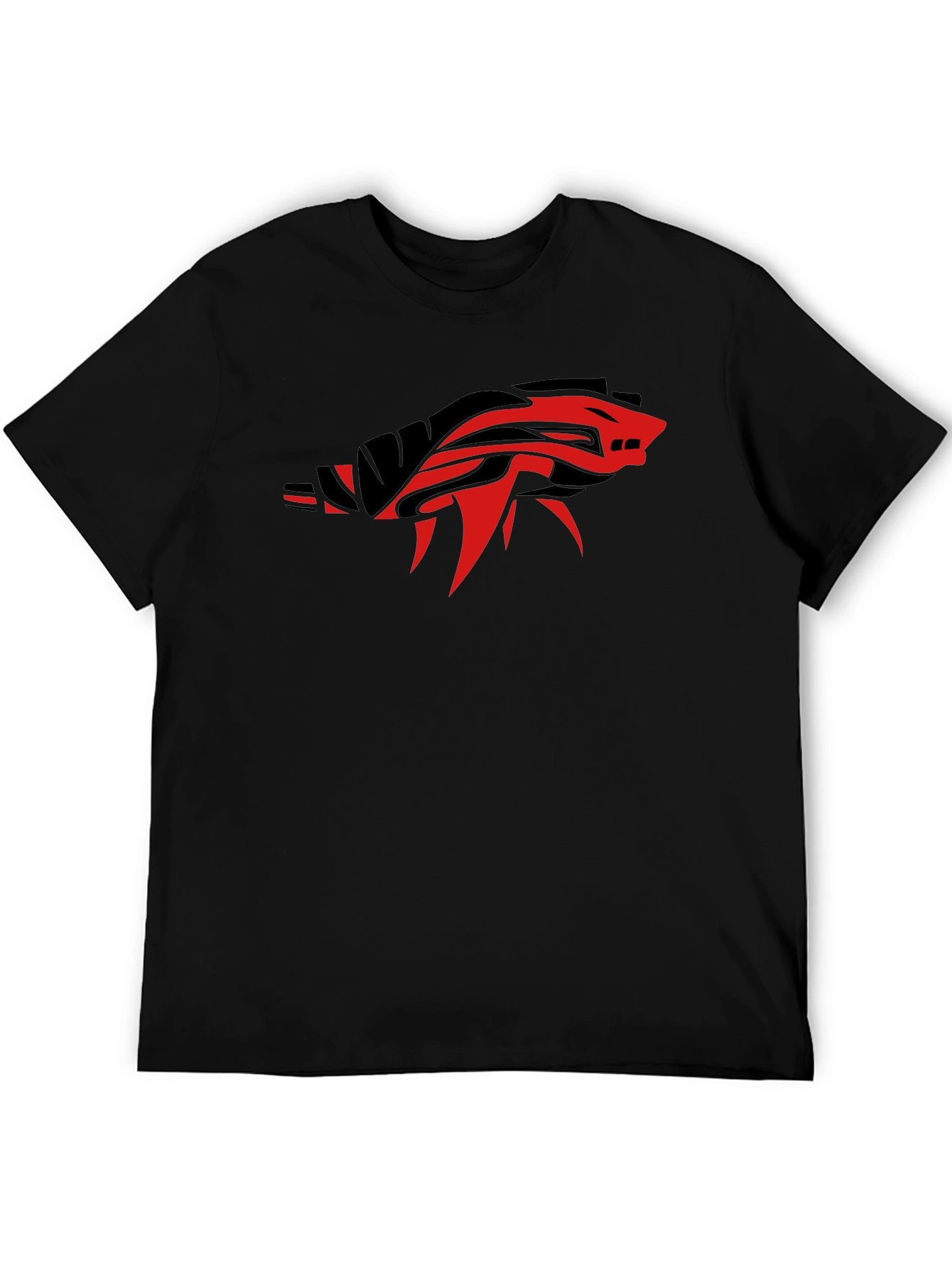 Black T-Shirt with Tribal Animal Graphic