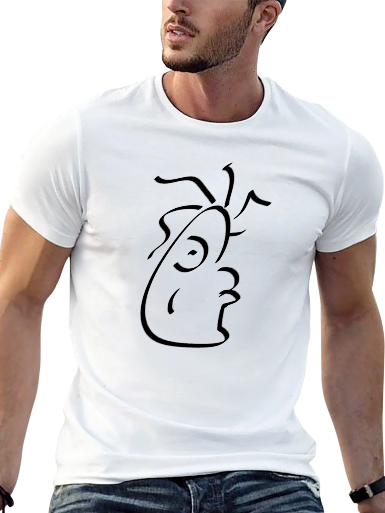 Abstract Face Graphic Black Tee