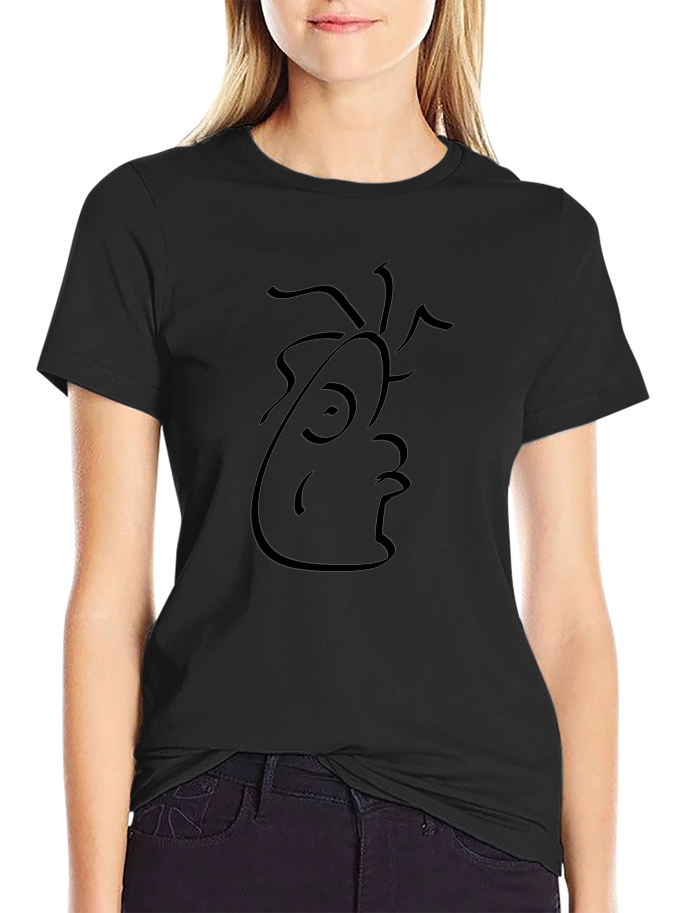Abstract Face Graphic Black Tee