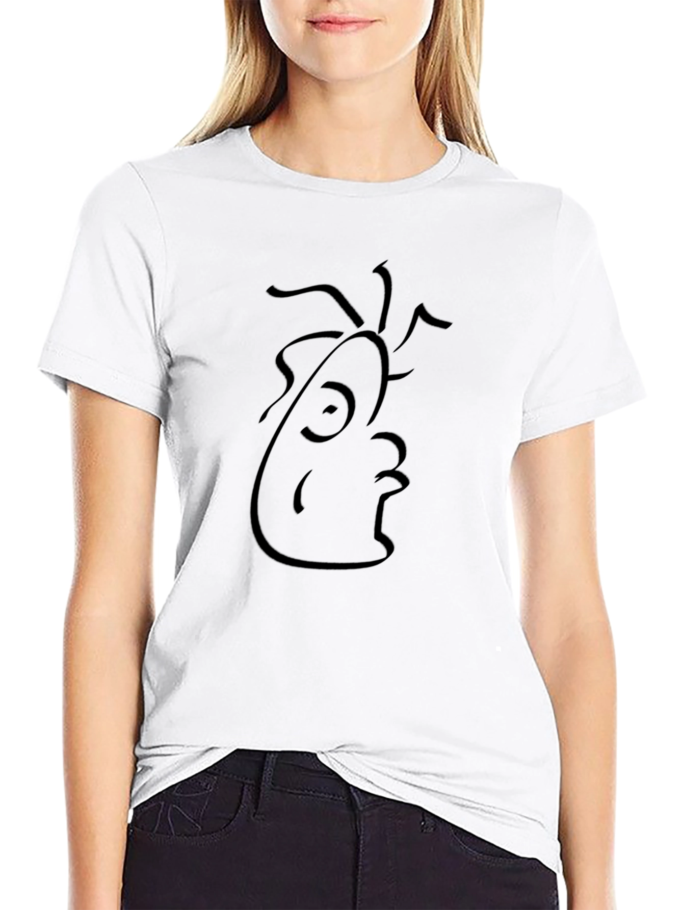 Abstract Face Graphic Black Tee