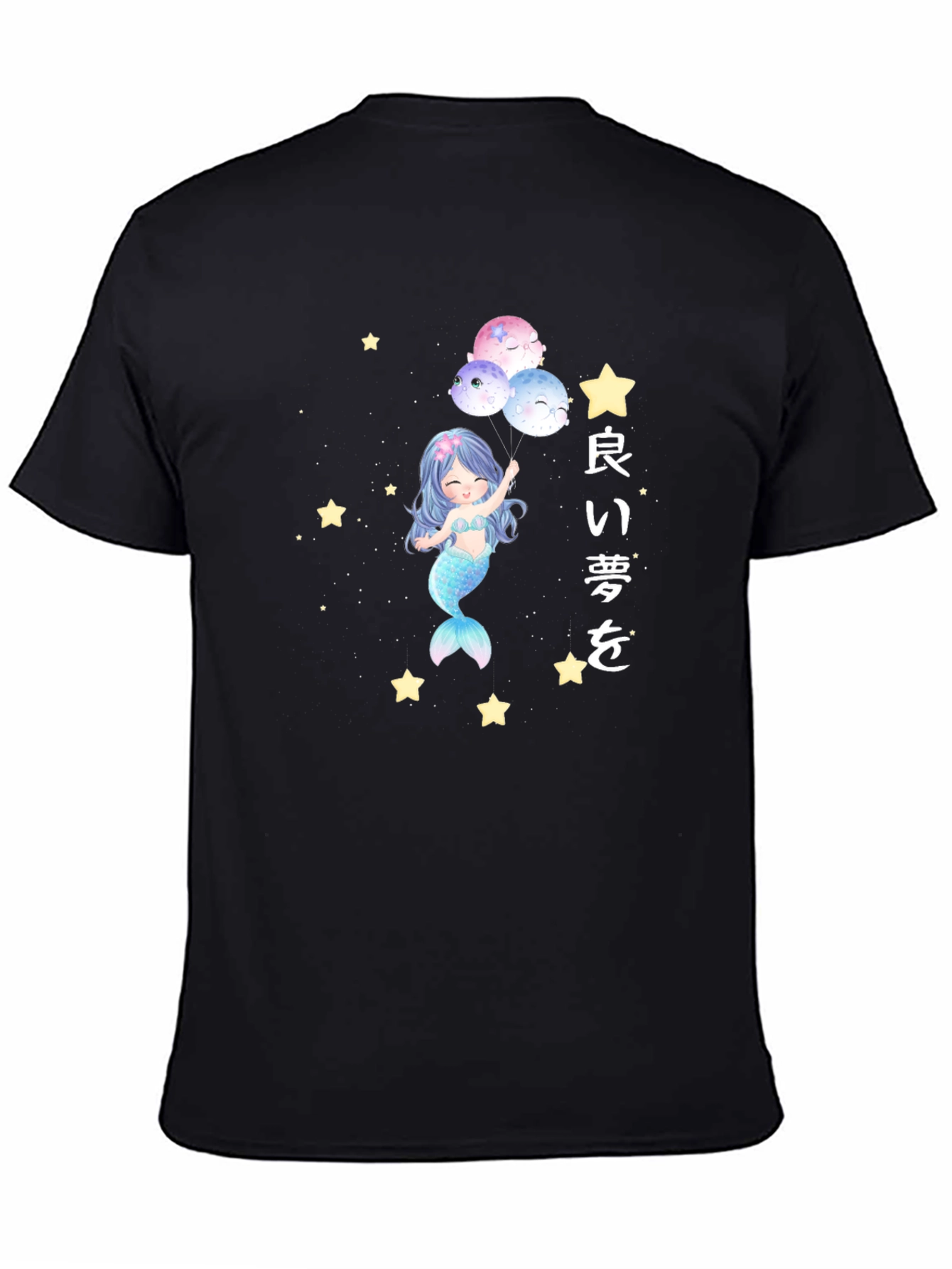Mermaid Dreams Graphic Tee - Soft Cotton Black T-Shirt