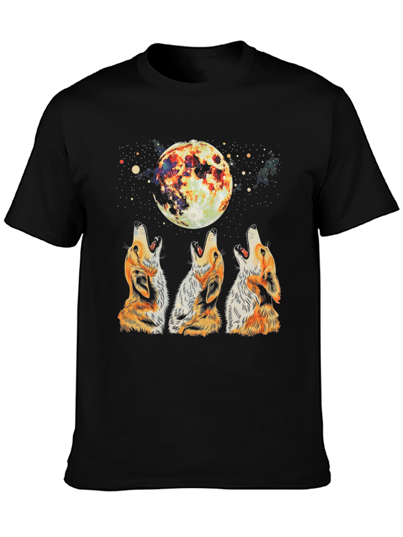 Howling Wolves Moon T-Shirt - Mens Graphic Tee