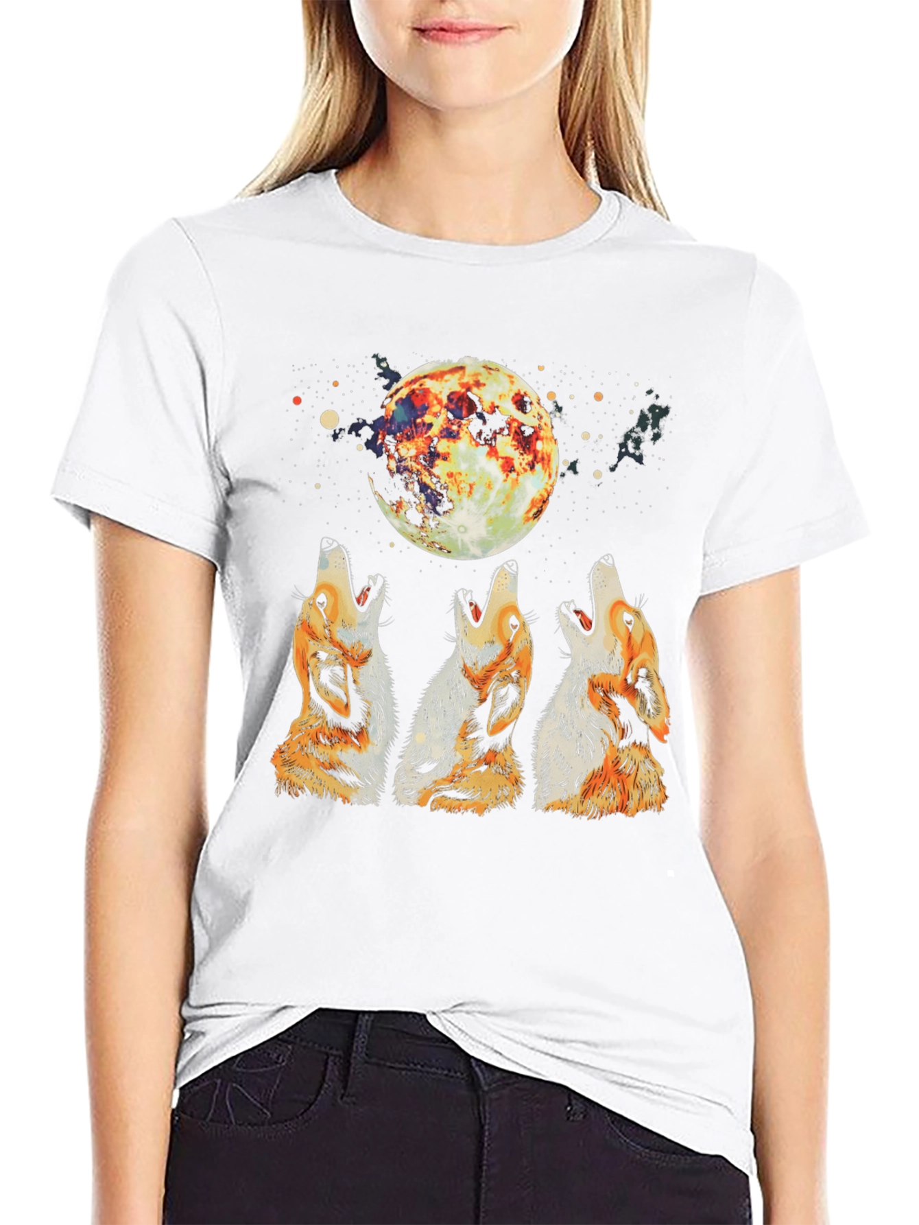 Howling Wolves Moon T-Shirt - Mens Graphic Tee