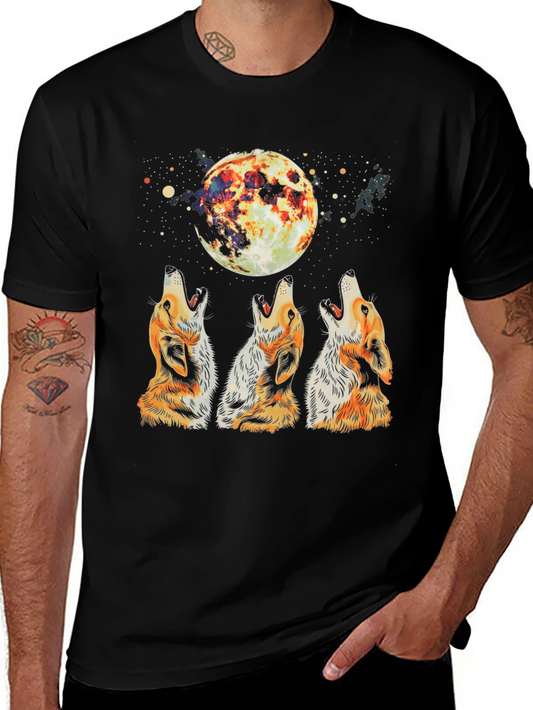 Howling Wolves Moon T-Shirt - Mens Graphic Tee