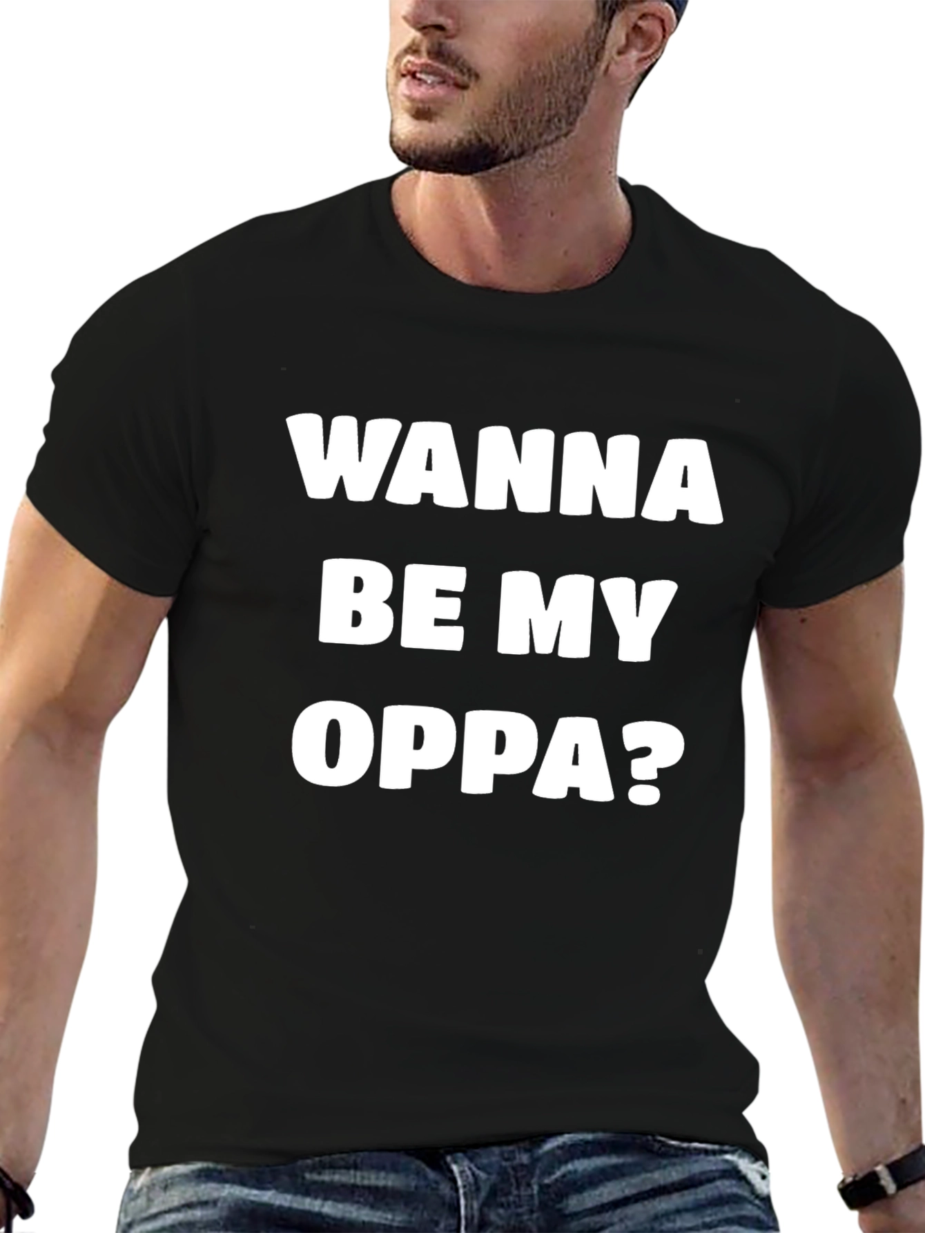 Wanna Be My Oppa? Graphic Tee - Black