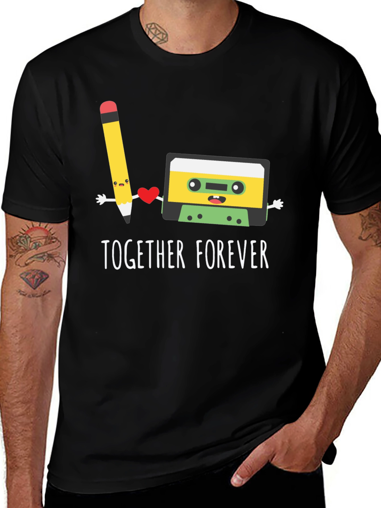 Together Forever Pencil & Cassette Tape Graphic Tee