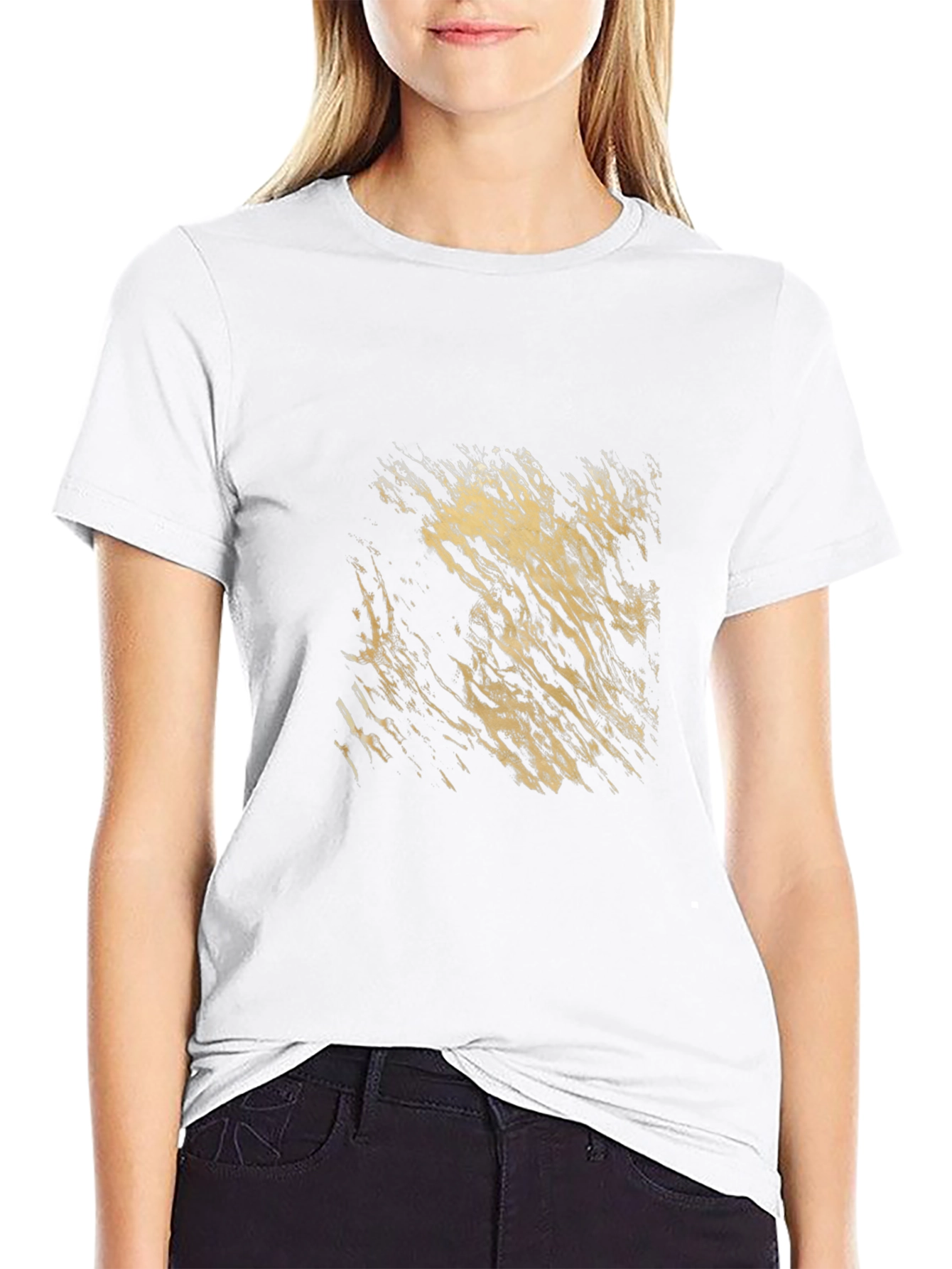 Abstract Gold Print Black T-Shirt