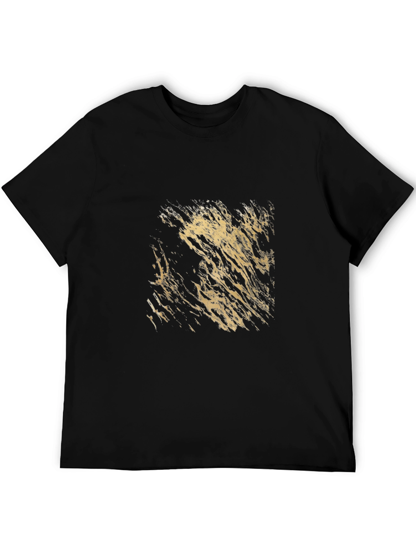Abstract Gold Print Black T-Shirt