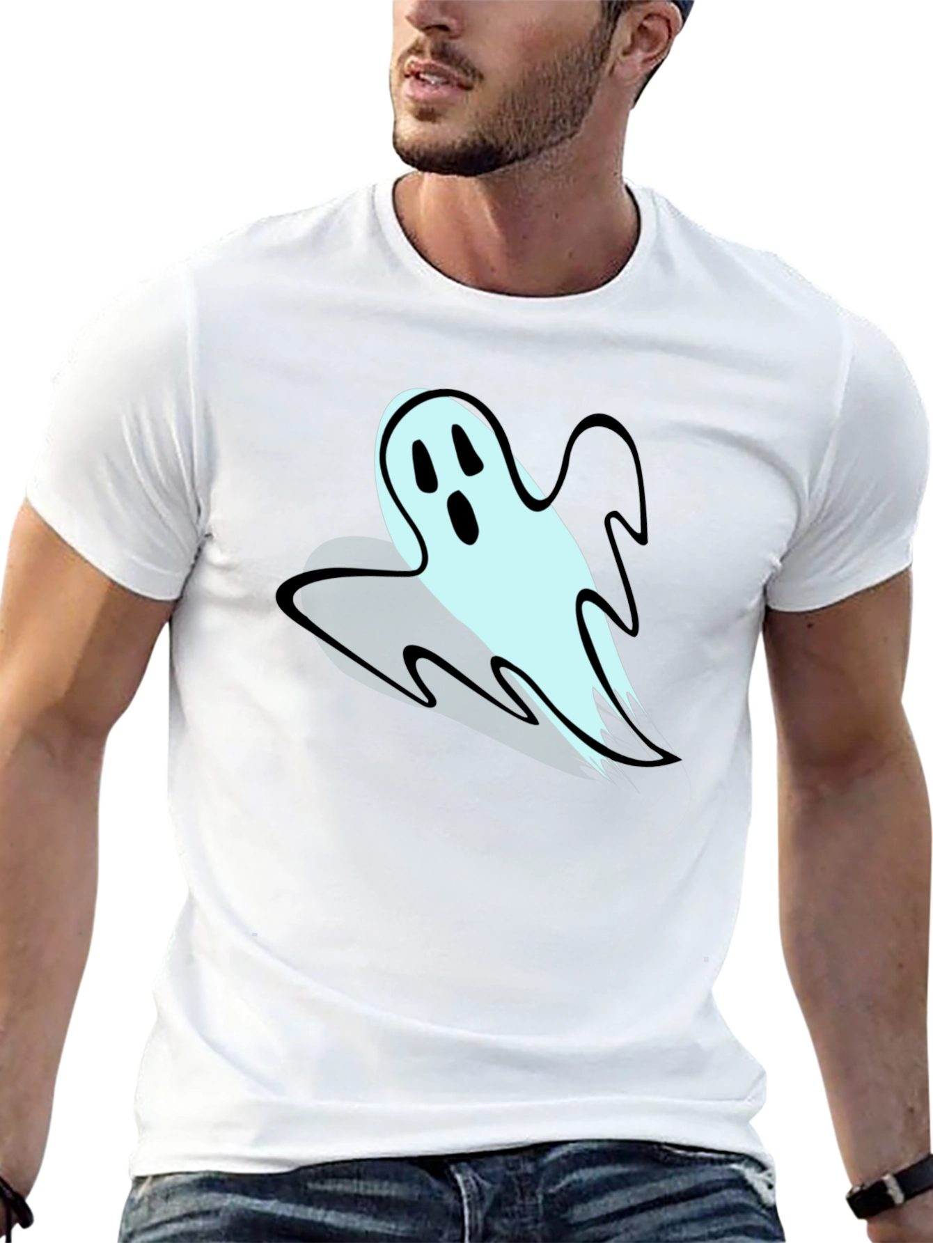 Ghost Graphic Print Mens T-Shirt - Black