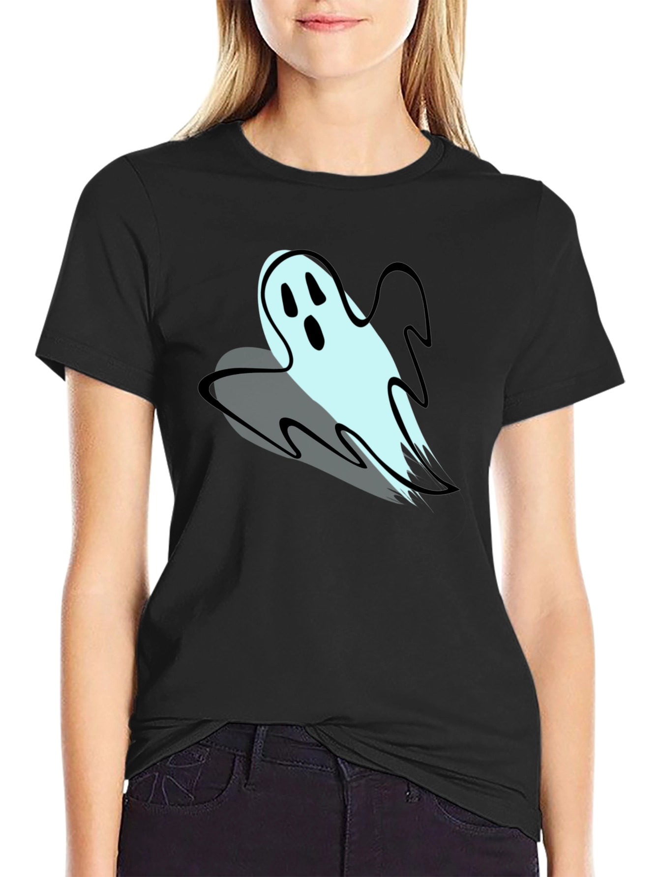 Ghost Graphic Print Mens T-Shirt - Black