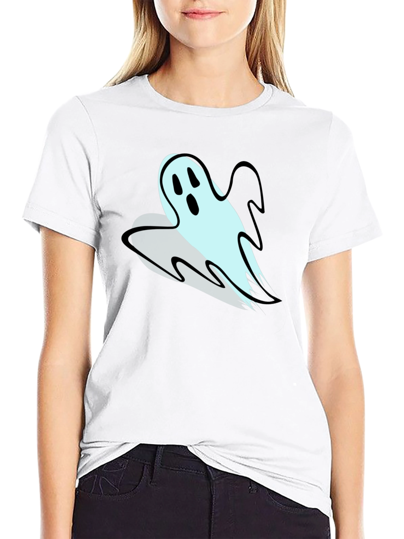 Ghost Graphic Print Mens T-Shirt - Black