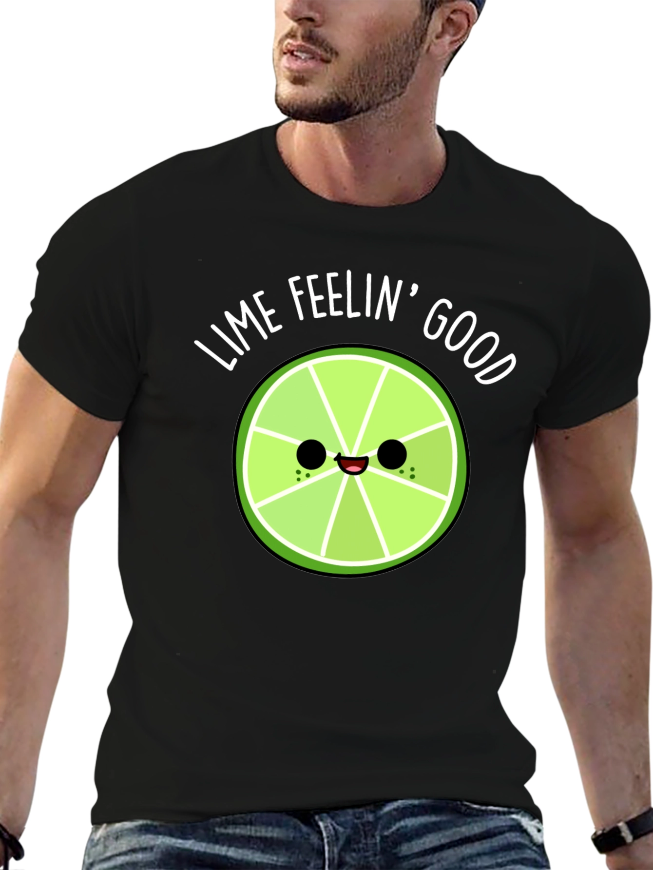 Lime Feelin Good Black Graphic T-Shirt