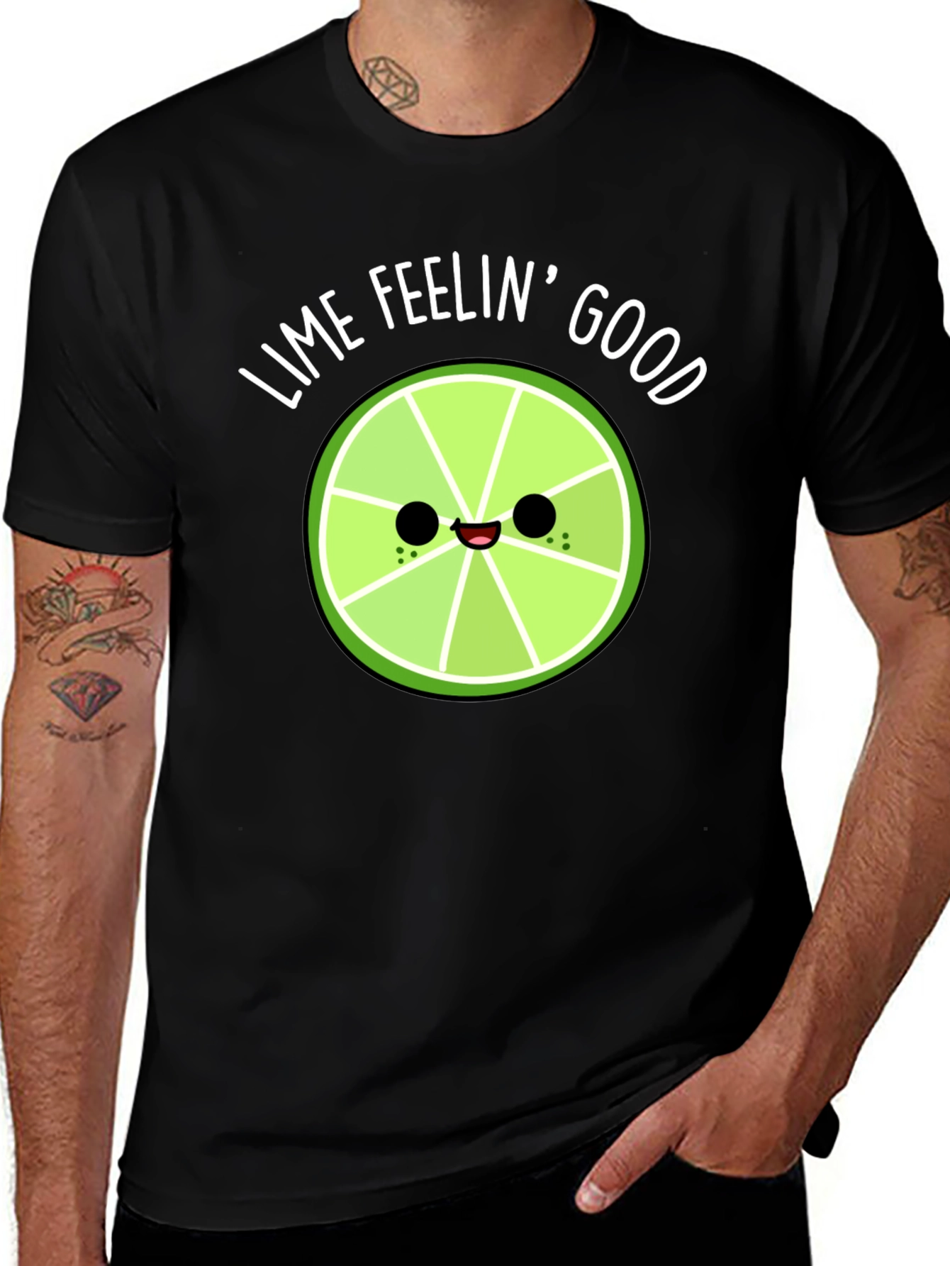 Lime Feelin Good Black Graphic T-Shirt