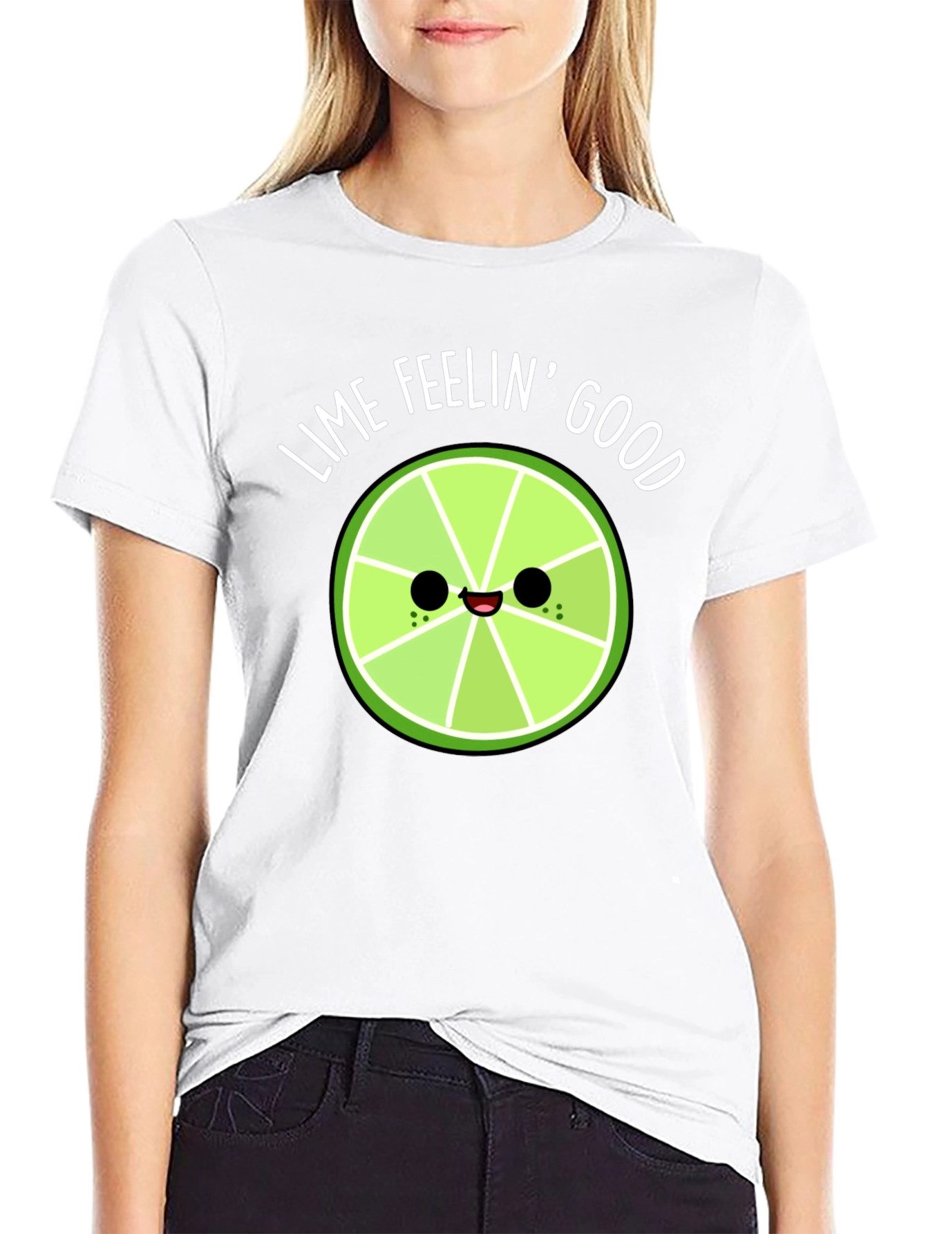 Lime Feelin Good Black Graphic T-Shirt
