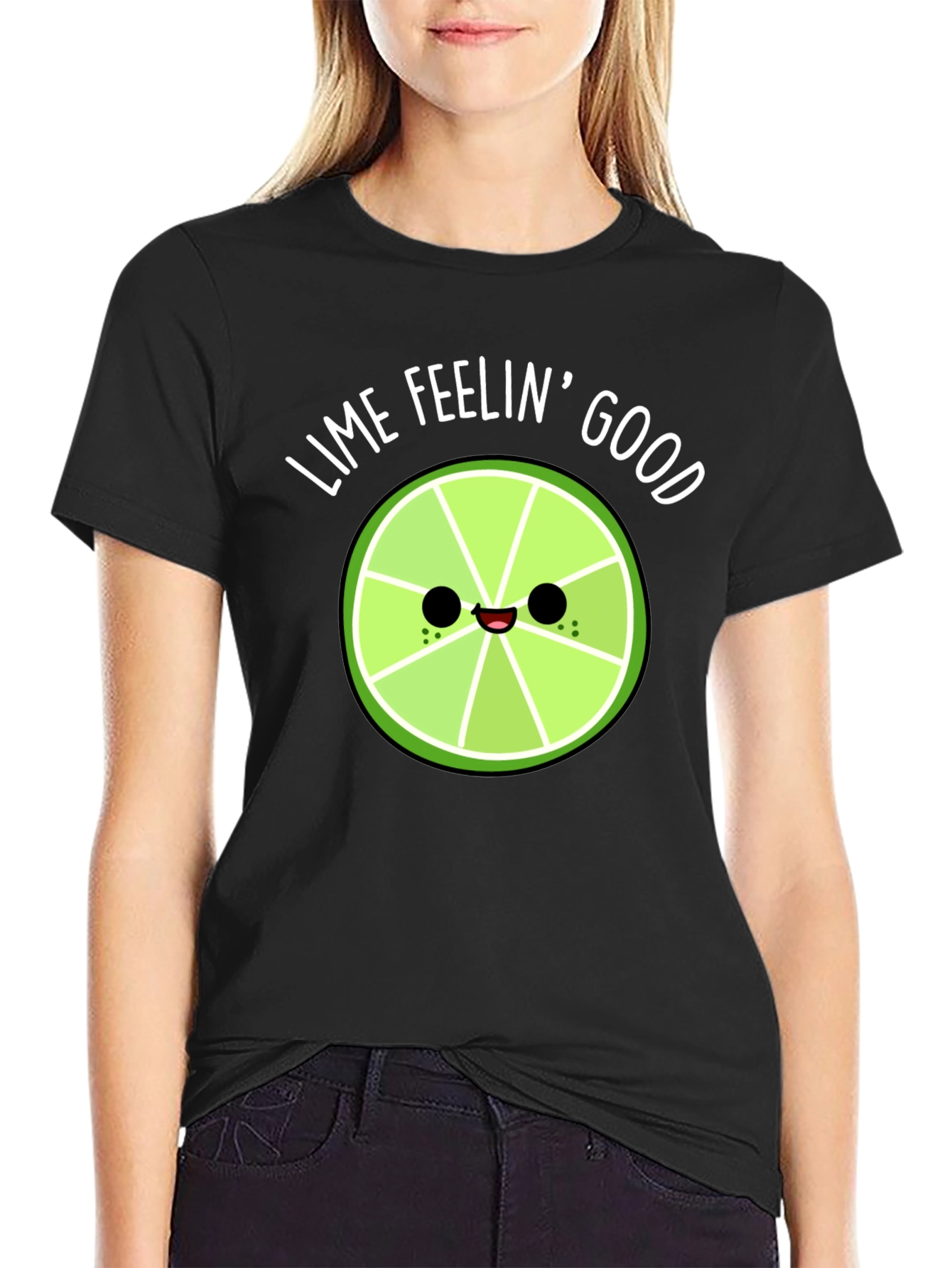 Lime Feelin Good Black Graphic T-Shirt