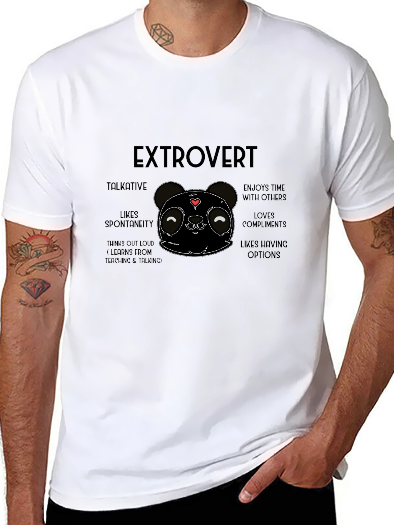 Extrovert Panda Black T-Shirt