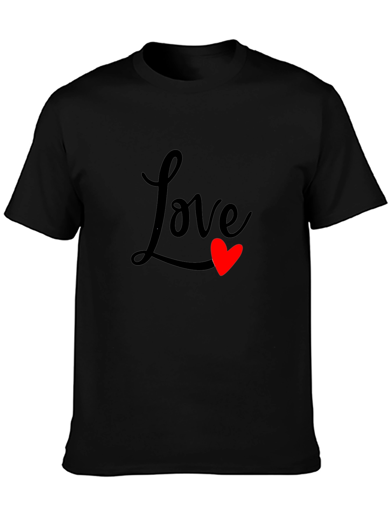 Love Heart Graphic Black T-Shirt