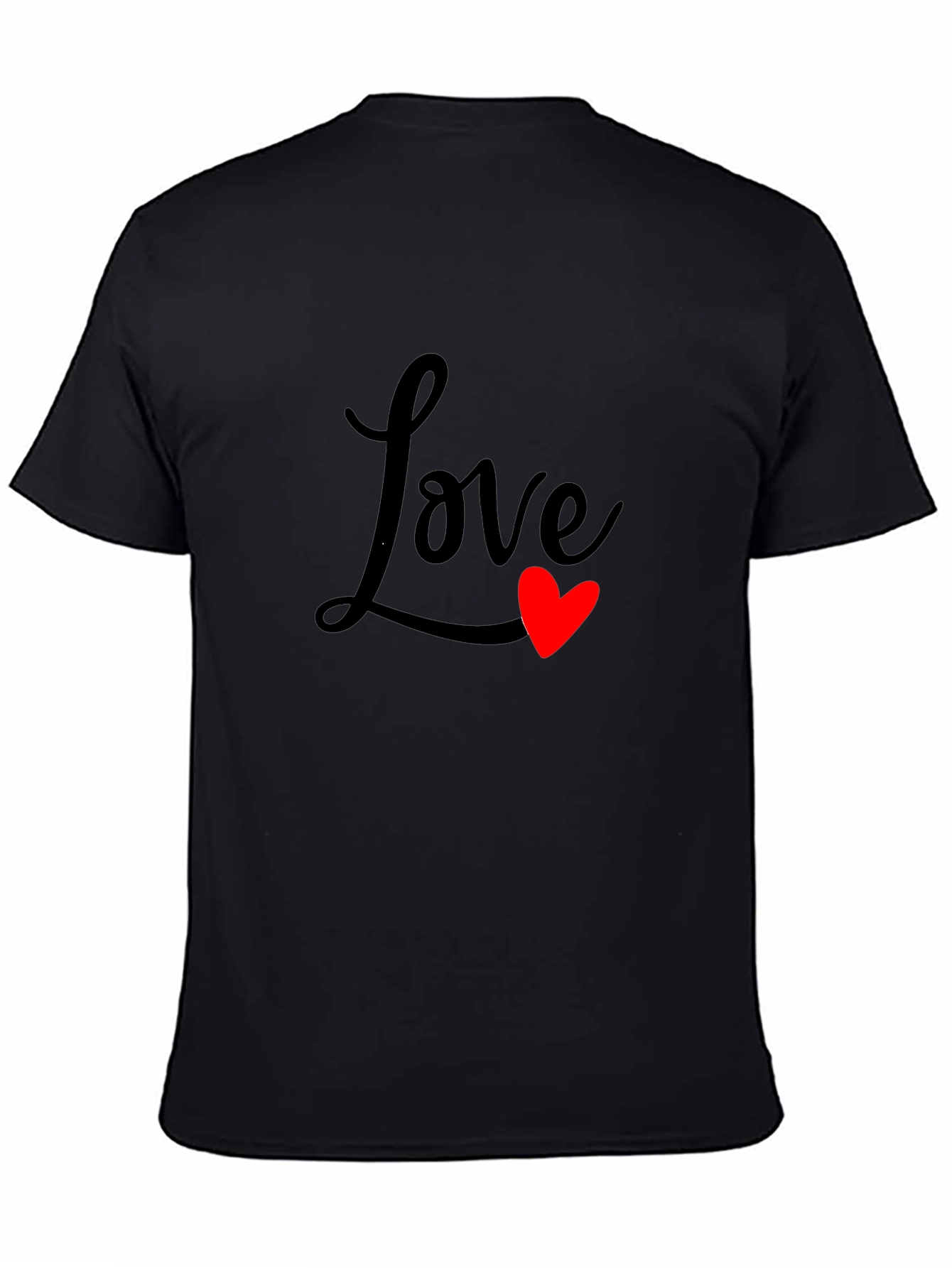 Love Heart Graphic Black T-Shirt