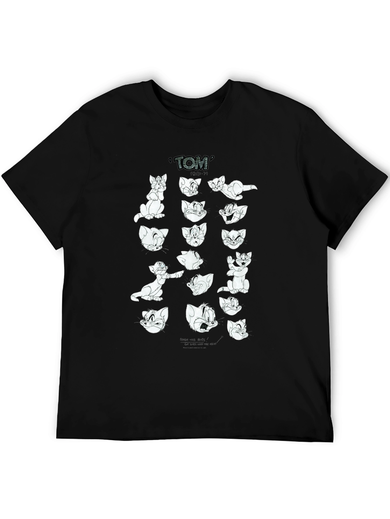 Tom and Jerry Cartoon Graphic Print Black T-Shirt