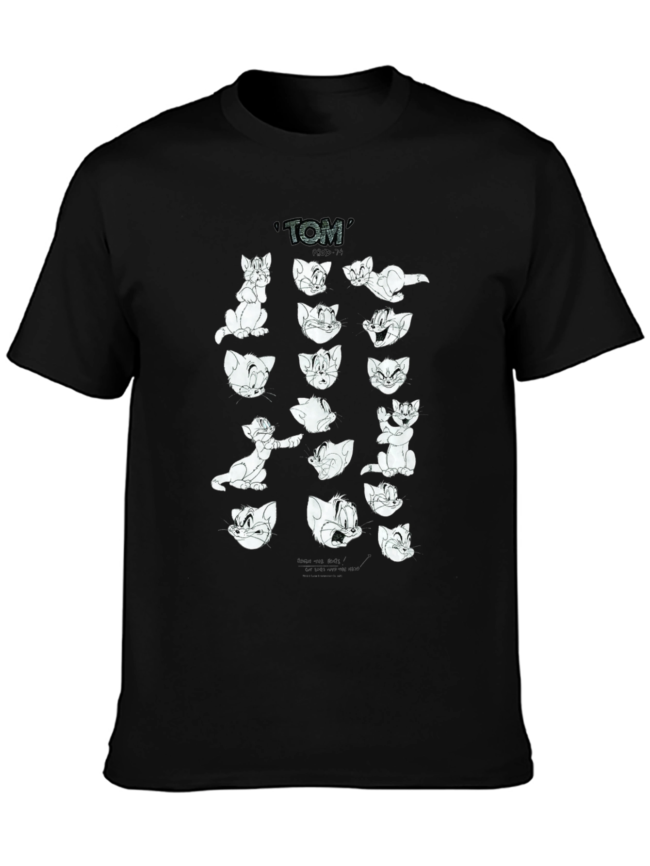 Tom and Jerry Cartoon Graphic Print Black T-Shirt