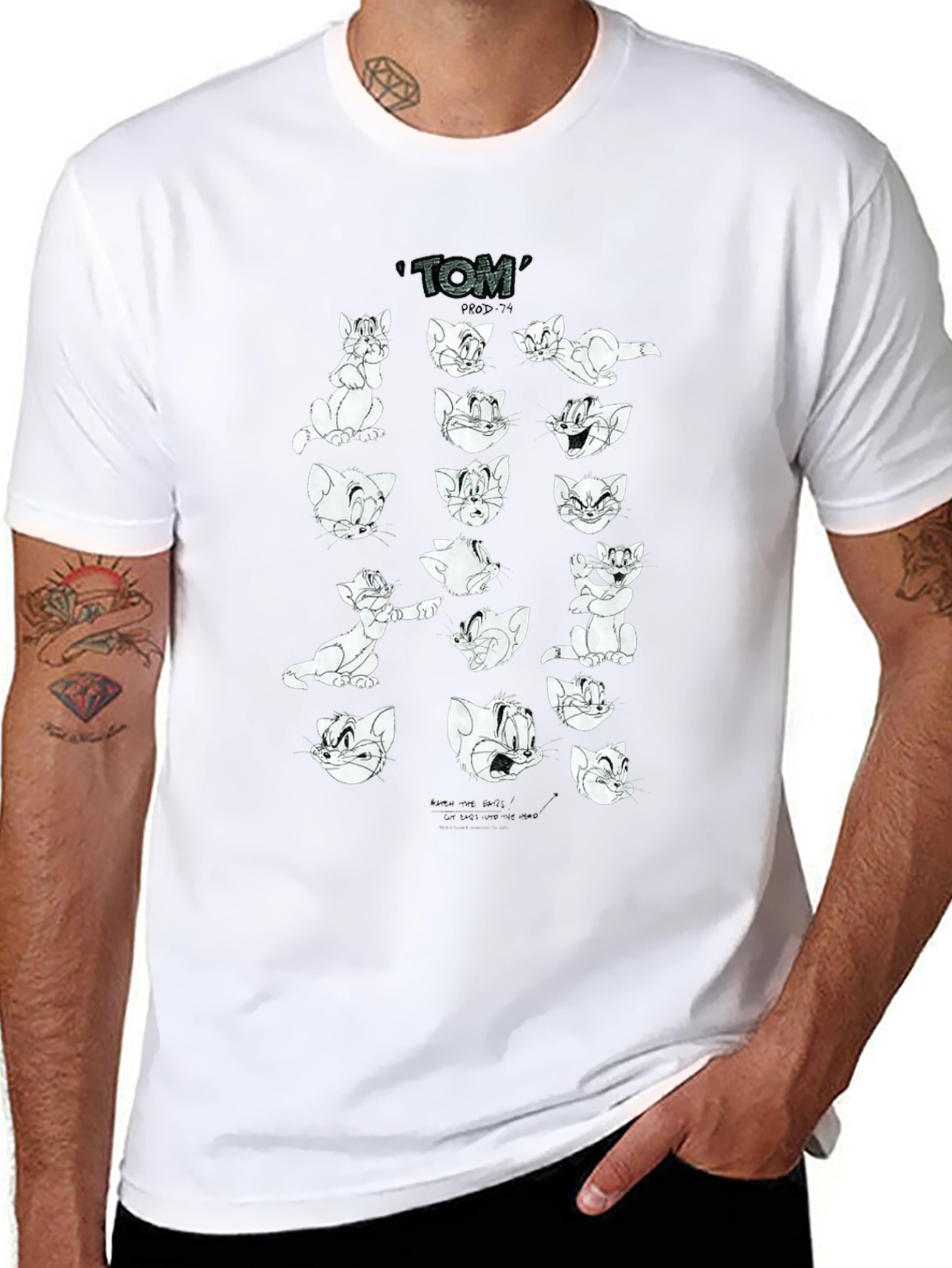 Tom and Jerry Cartoon Graphic Print Black T-Shirt